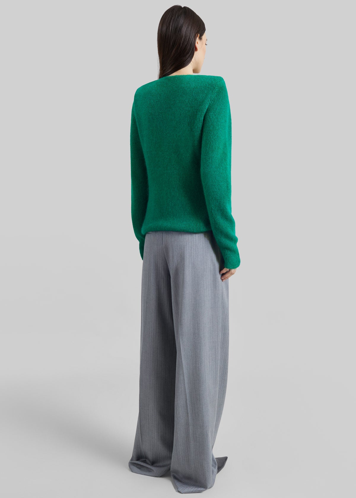 Beatrice Knit Padded Long Sleeve Top - Green