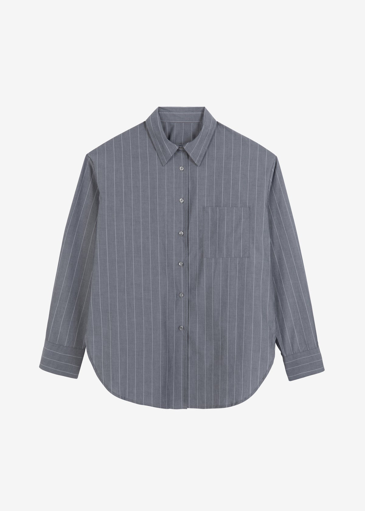 Beatrix Button Up Shirt - Grey/White Pinstripe The Frankie Shop Beatrix Button Up Shirt - Grey/White Pinstripe The Frankie Shop