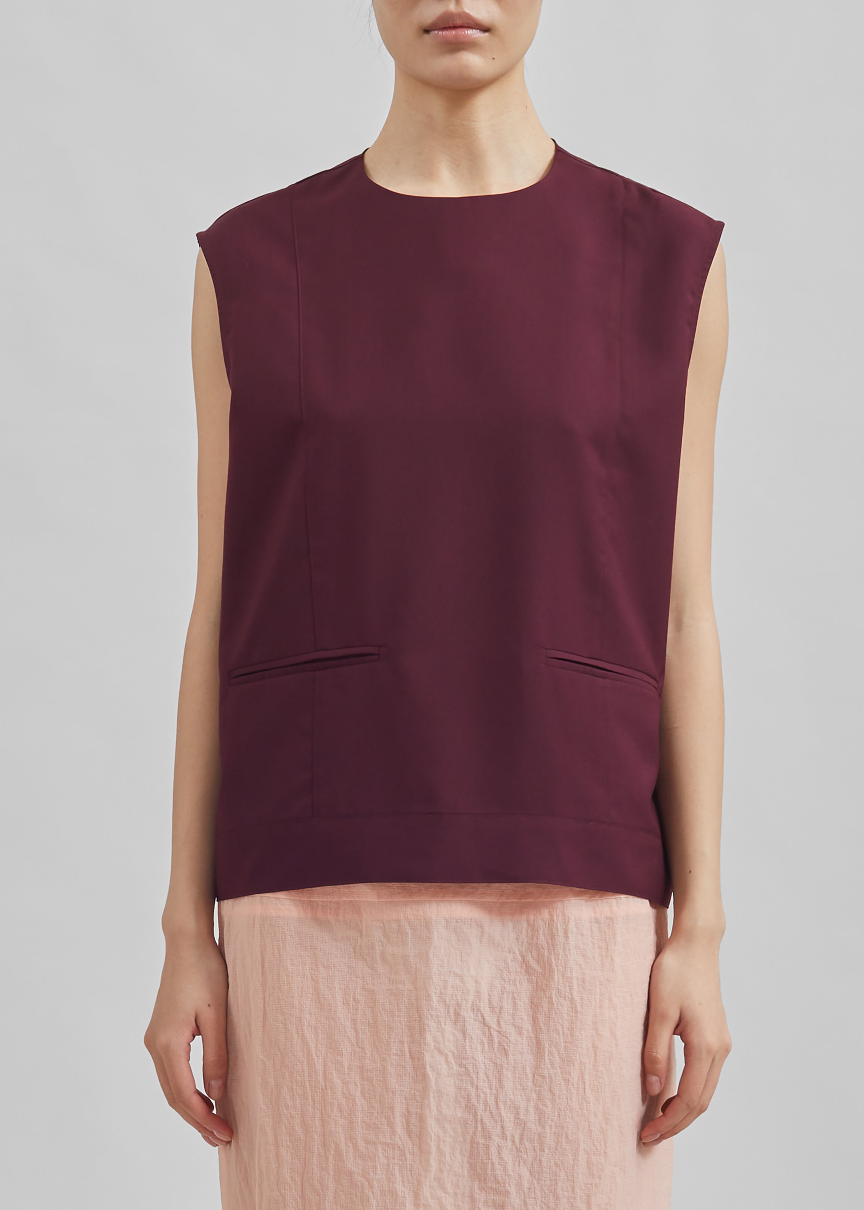 Beaune Sleeveless Top - Burgundy - 3