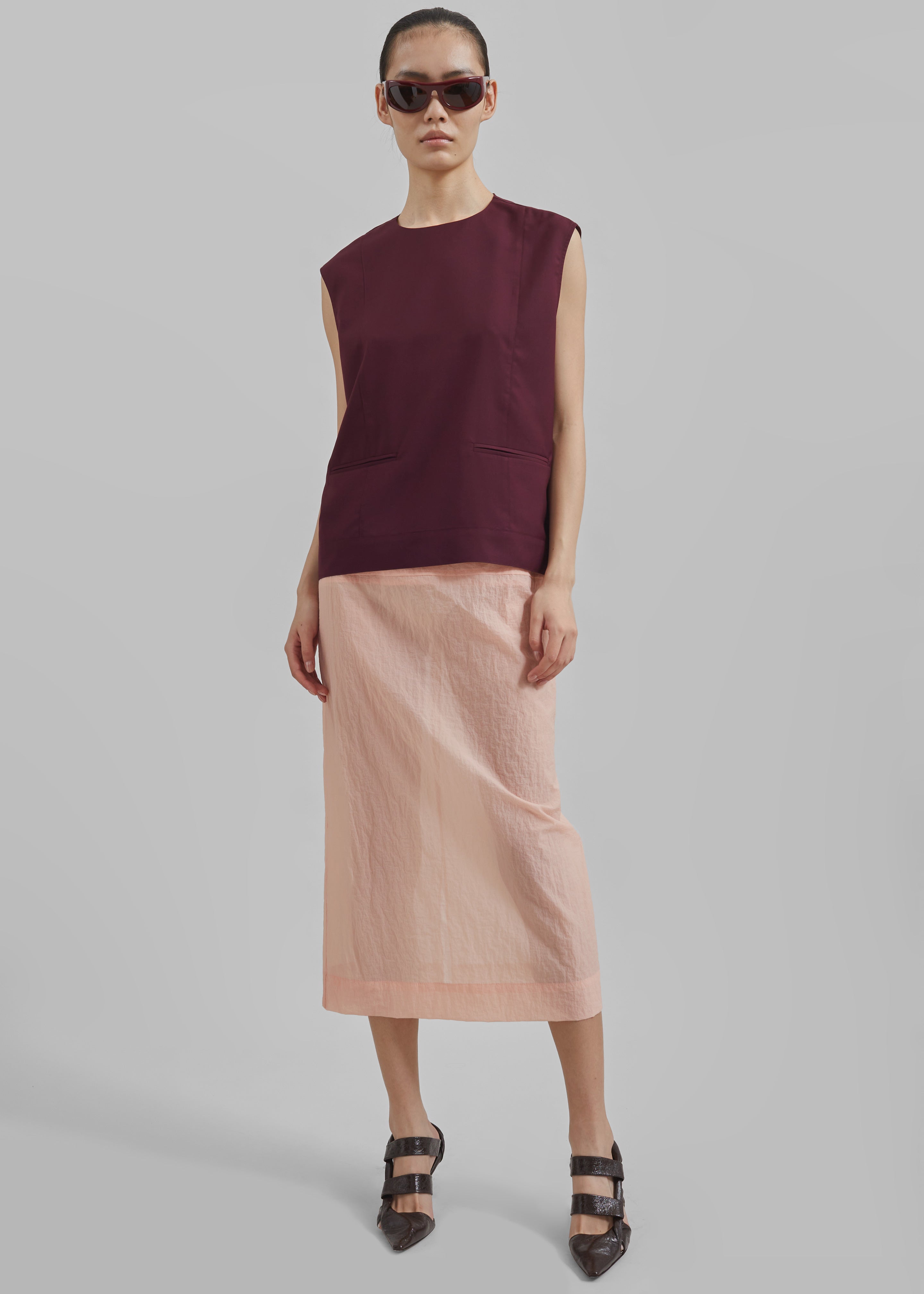 Beaune Sleeveless Top - Burgundy - 4