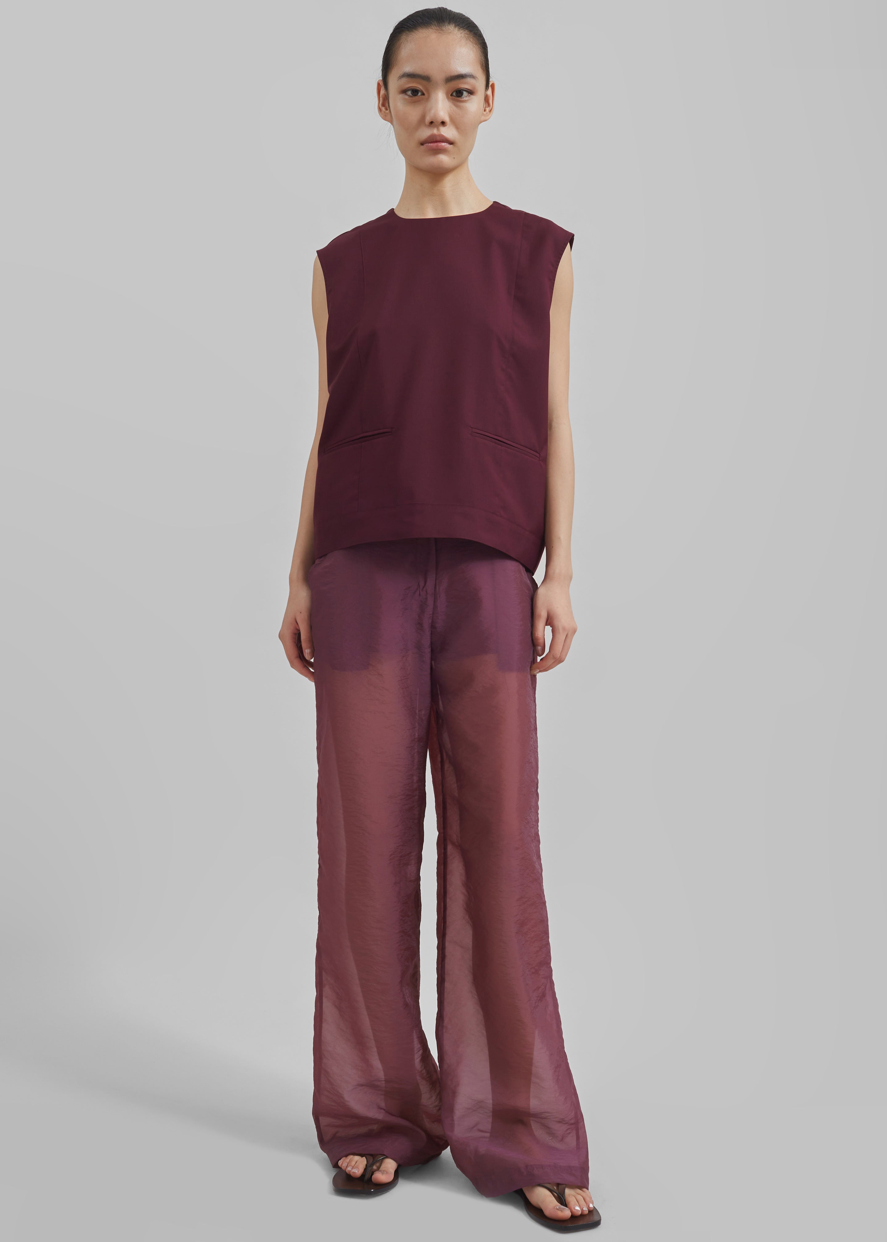 Beaune Sleeveless Top - Burgundy - 1