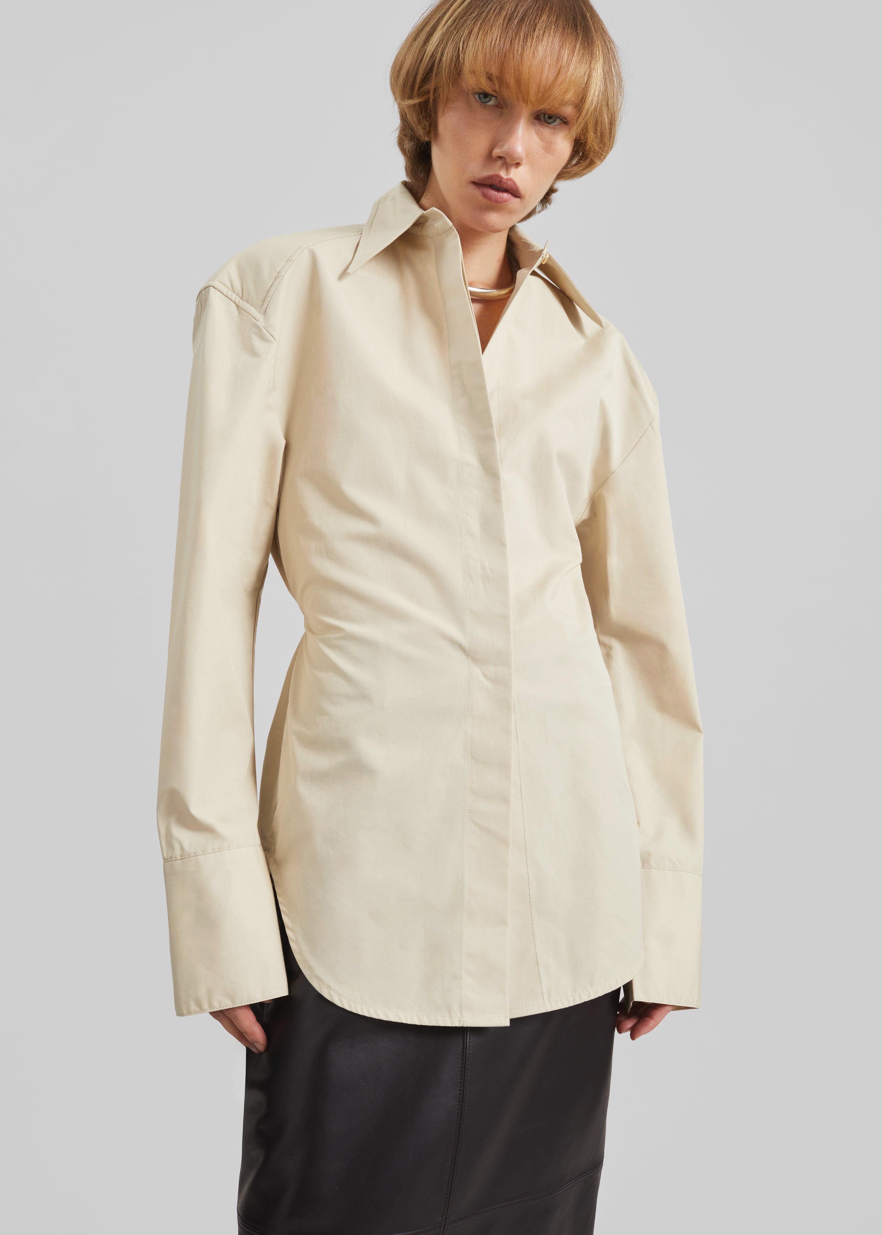 Bec Padded Shirt - Beige - 1