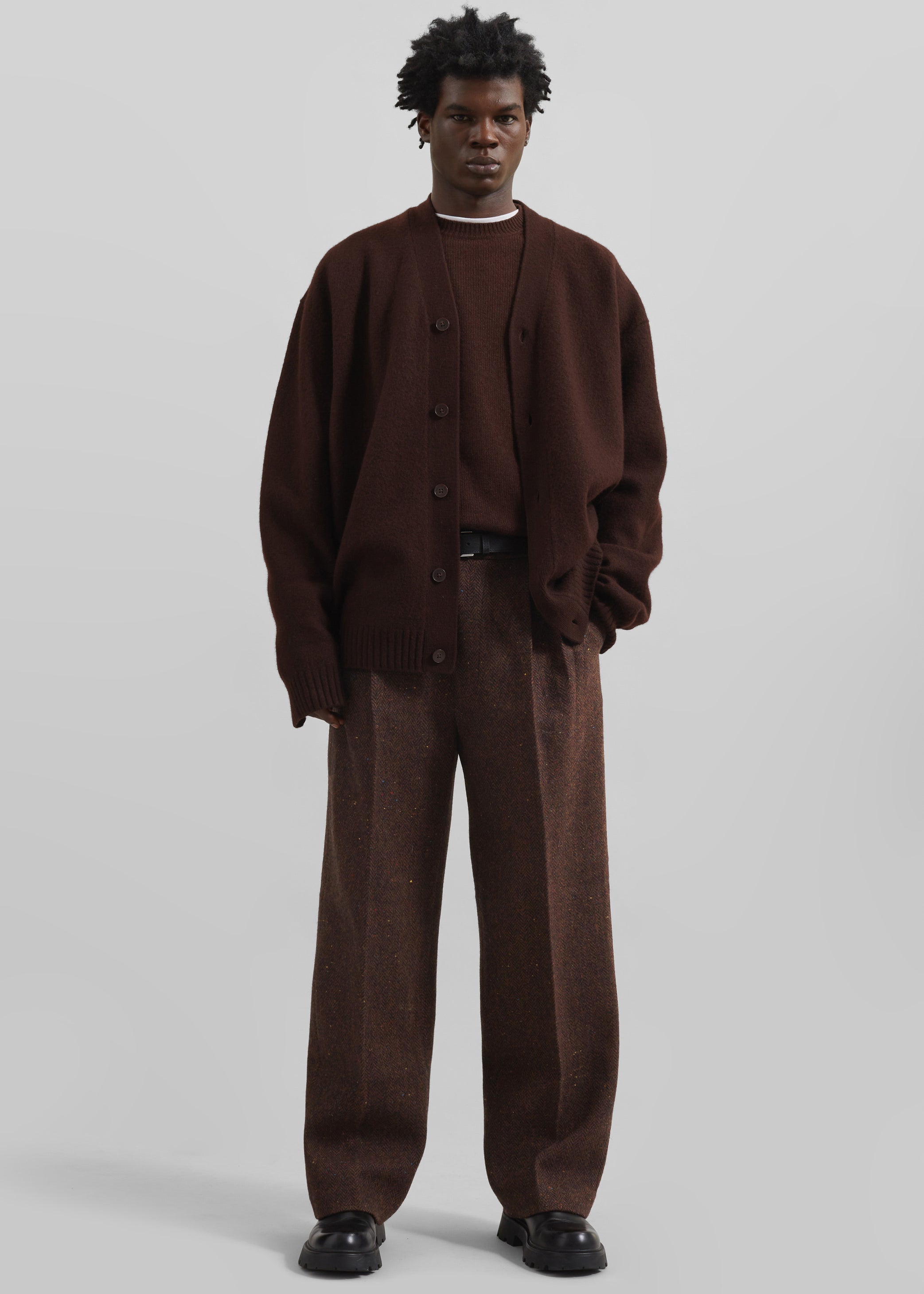 Shop the look image for Beck Wool Cardigan - Chocolate Plum