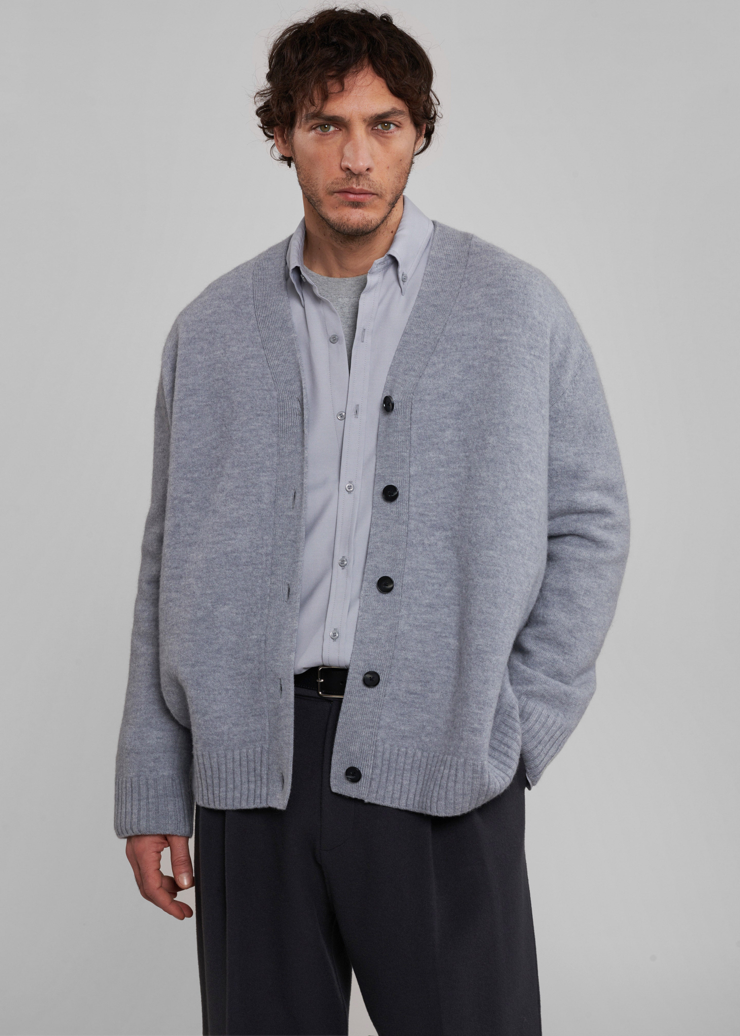 Beck Wool Cardigan - Light Grey - 1