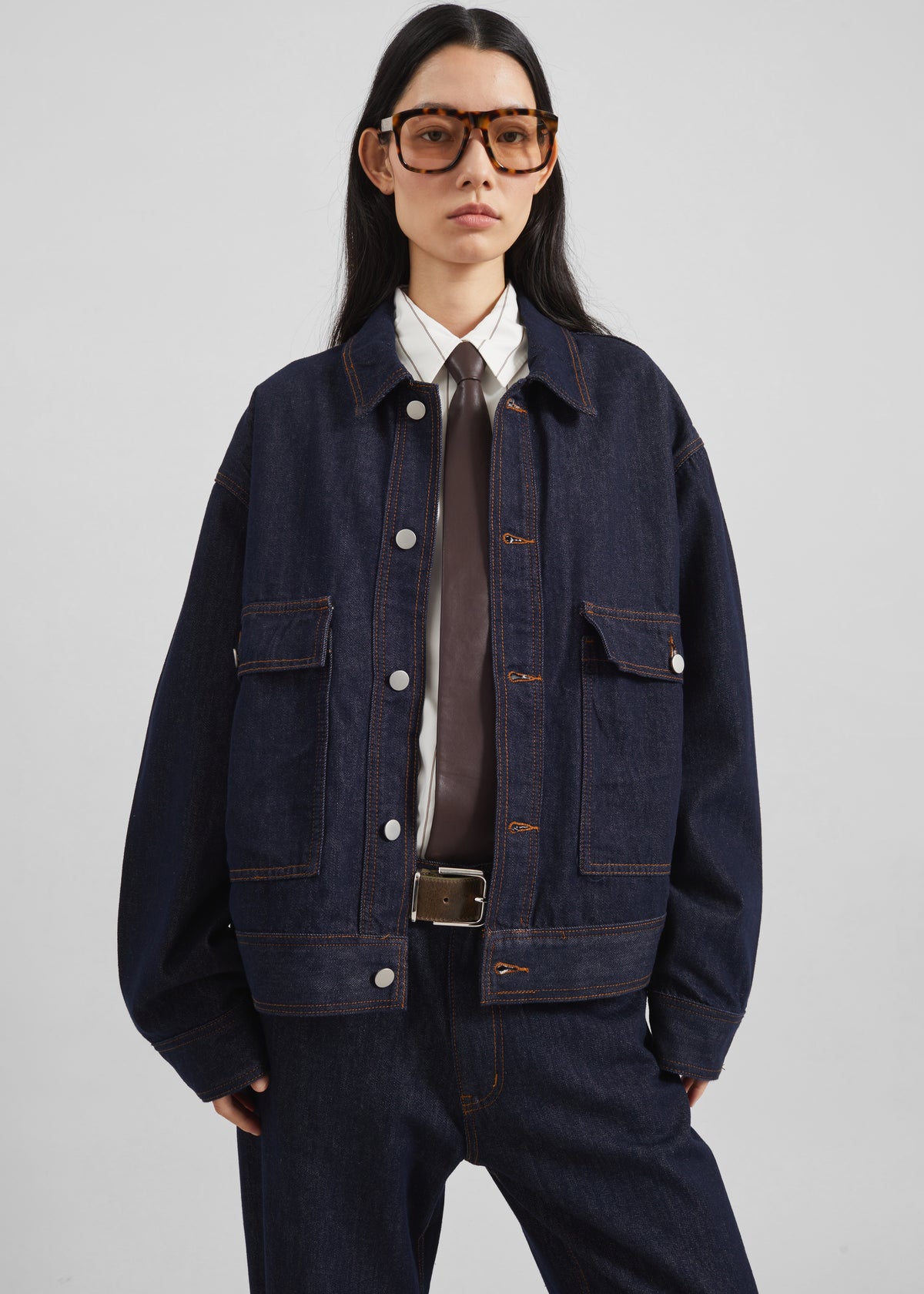 Belden Boxy Denim Jacket - Dark Wash - 1