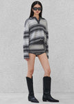 Belize Knit Hot Pants - Grey Stripe