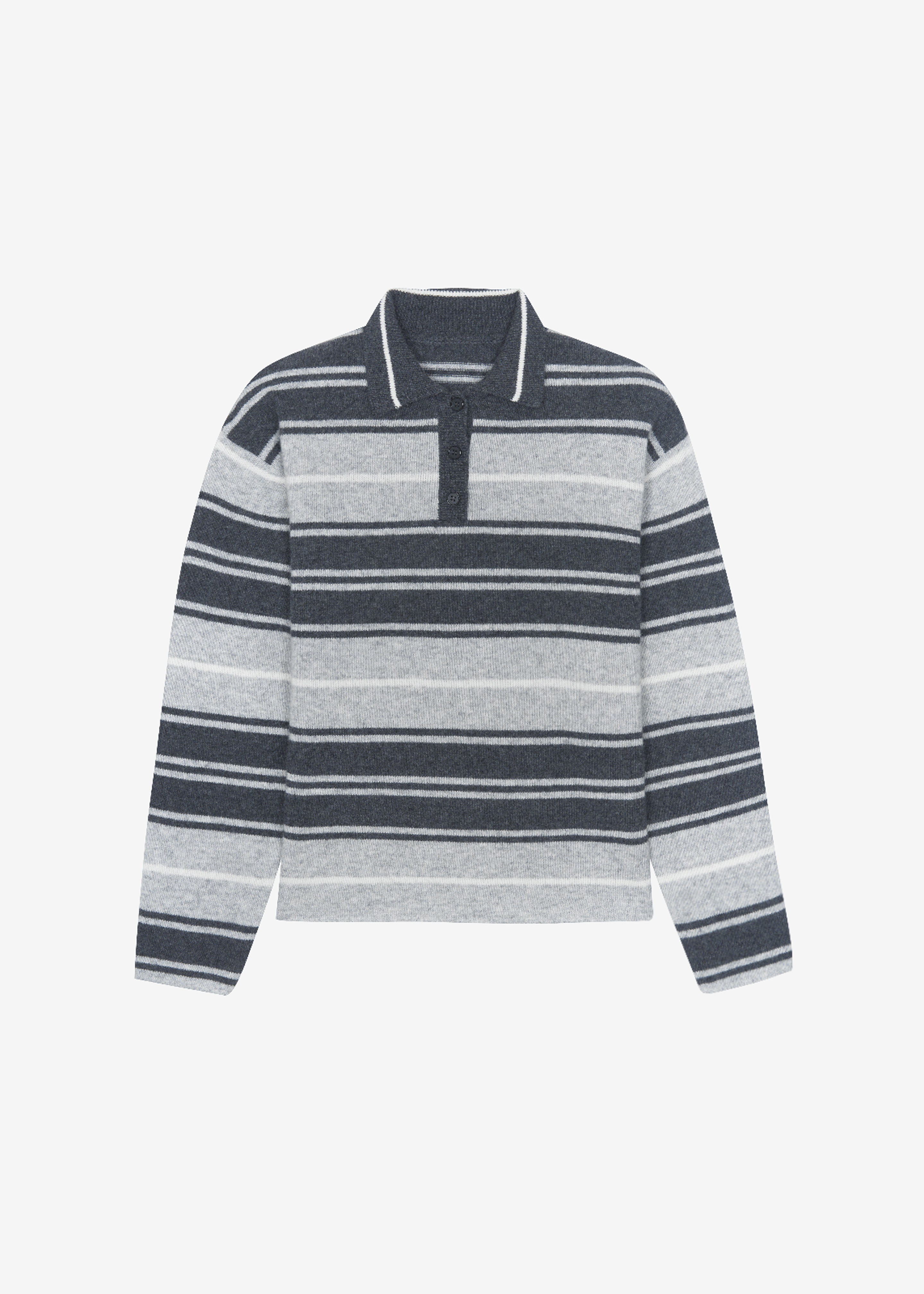 Belize Knit Polo Sweater - Grey Stripe - 11