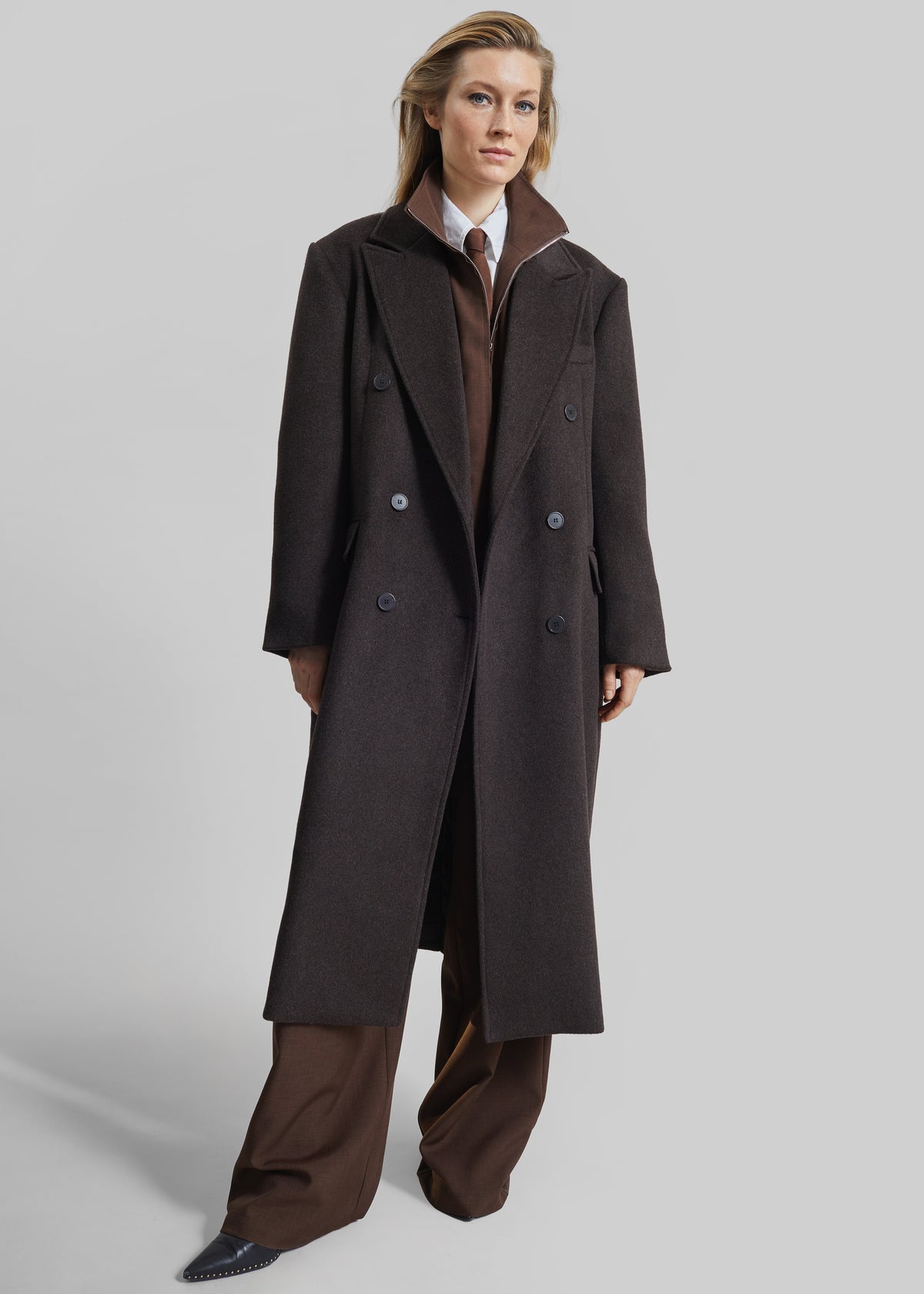 Bellace Wool Coat - Brown - 5
