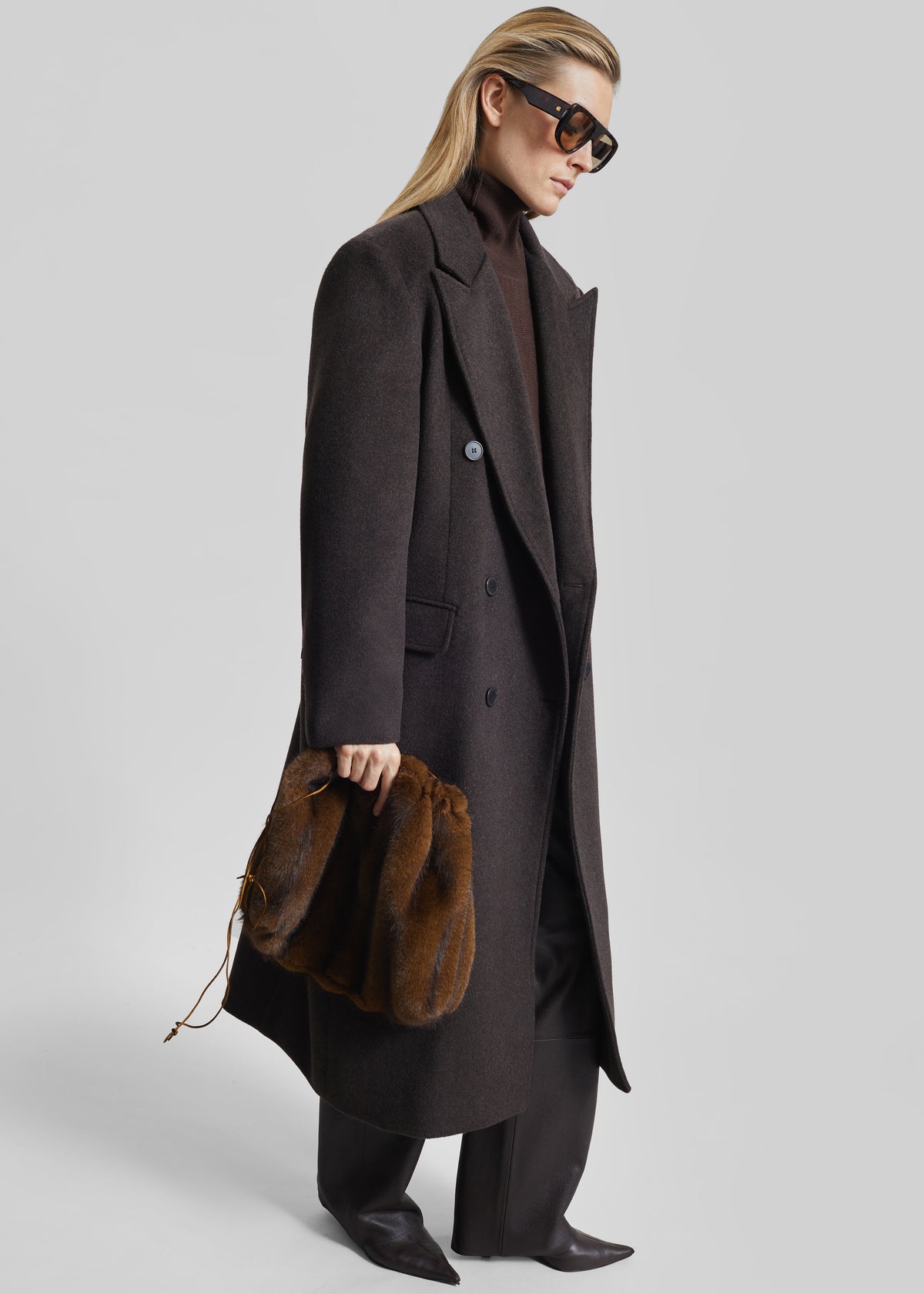 Bellace Wool Coat - Brown - 4