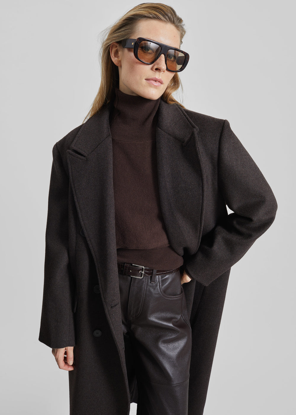 Bellace Wool Coat - Brown - 1