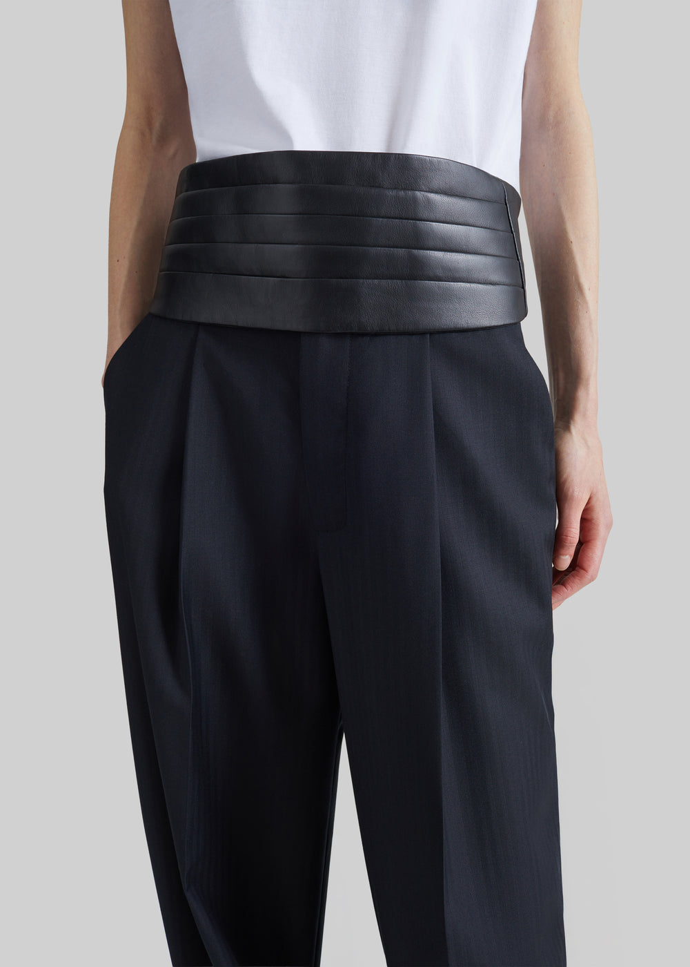 Bellano Leather Cummerbund Belt - Black - 1