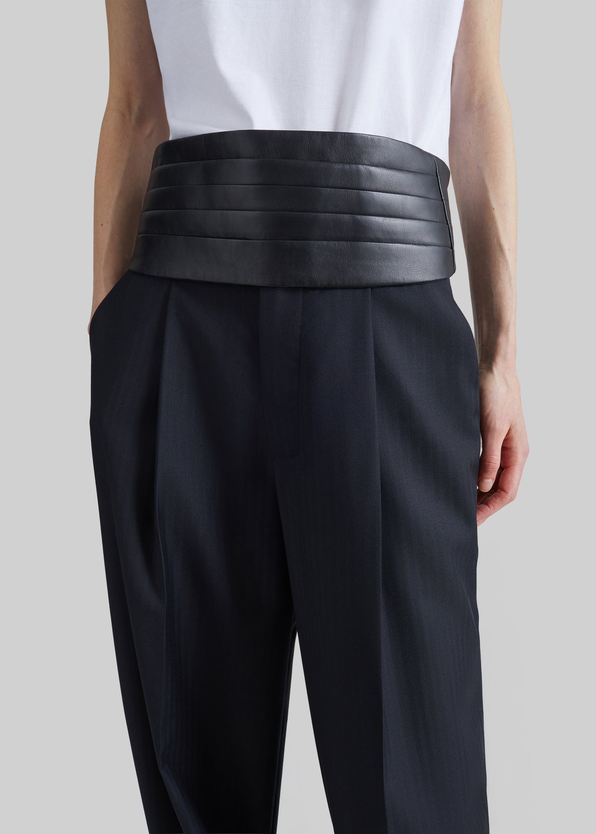 Bellano Leather Cummerbund Belt - Black