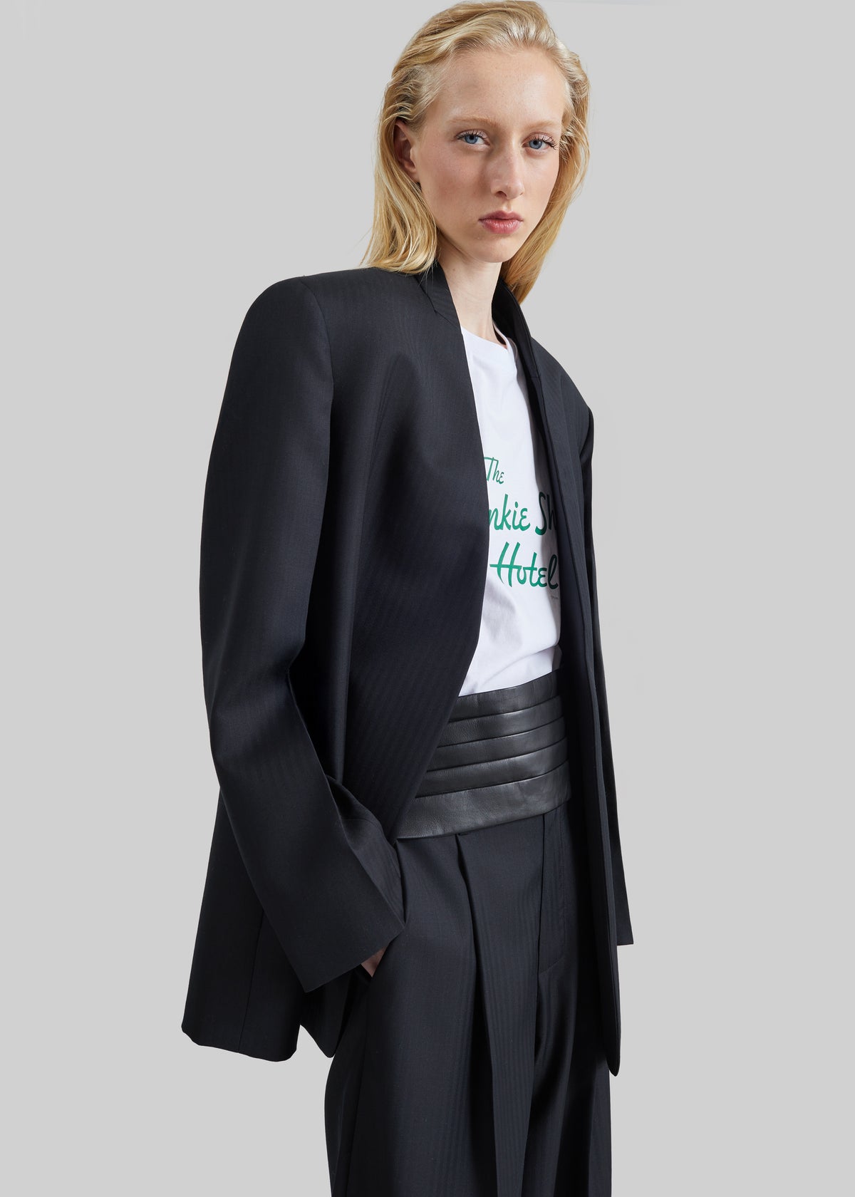 Bellano Leather Cummerbund Belt - Black