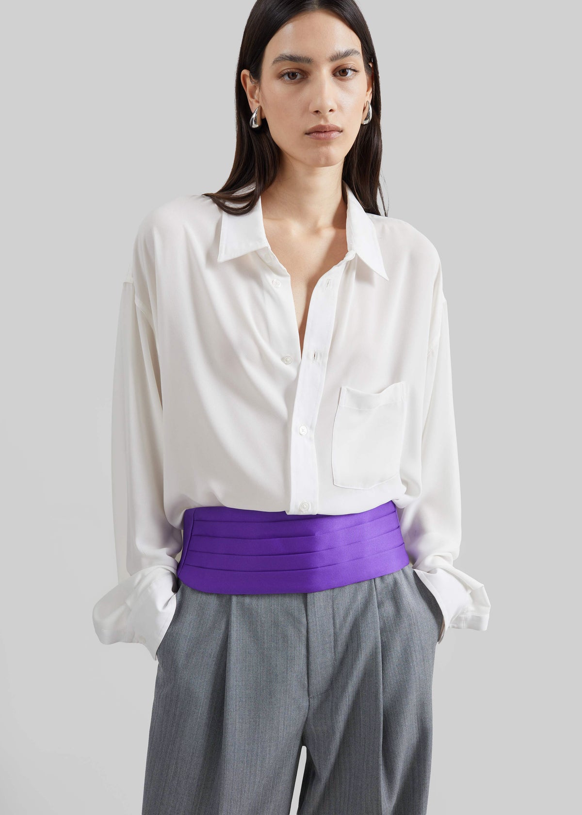 Bellano Satin Cummerbund Belt - Deep Purple