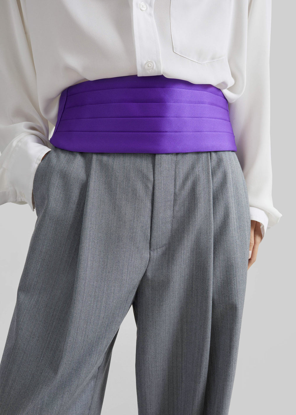 Bellano Satin Cummerbund Belt - Deep Purple - 1