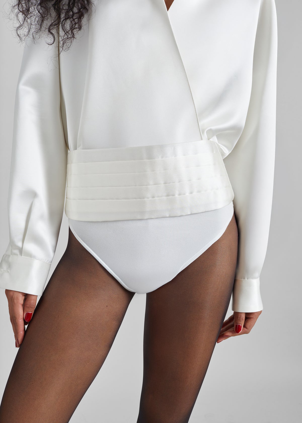 Bellano Satin Cummerbund Belt - Off White