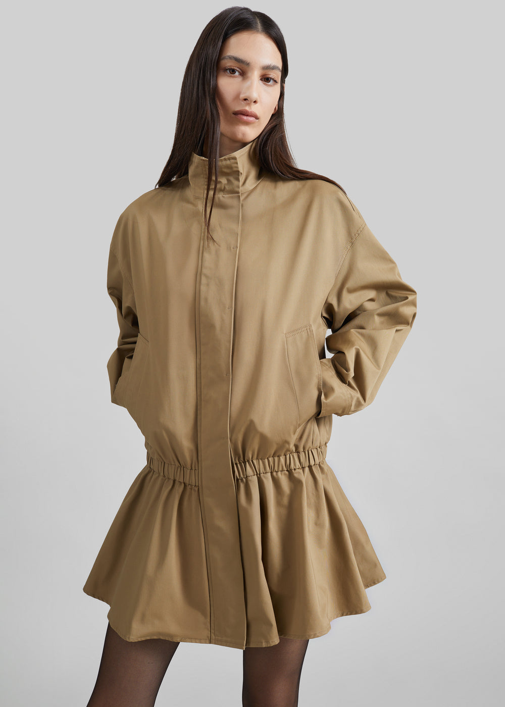 Bellaria Drop Waist Trench Dress - Beige - 1
