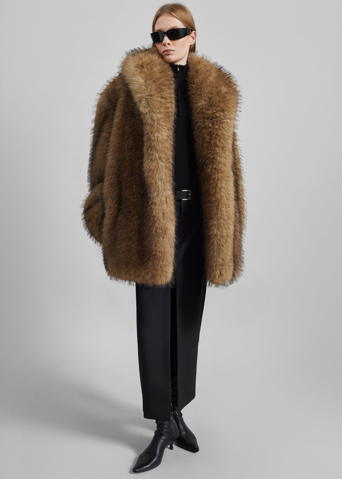 Belle Faux Fur Short Coat - Brown