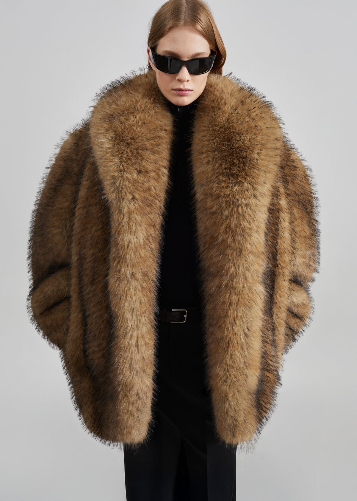 Belle Faux Fur Short Coat - Brown