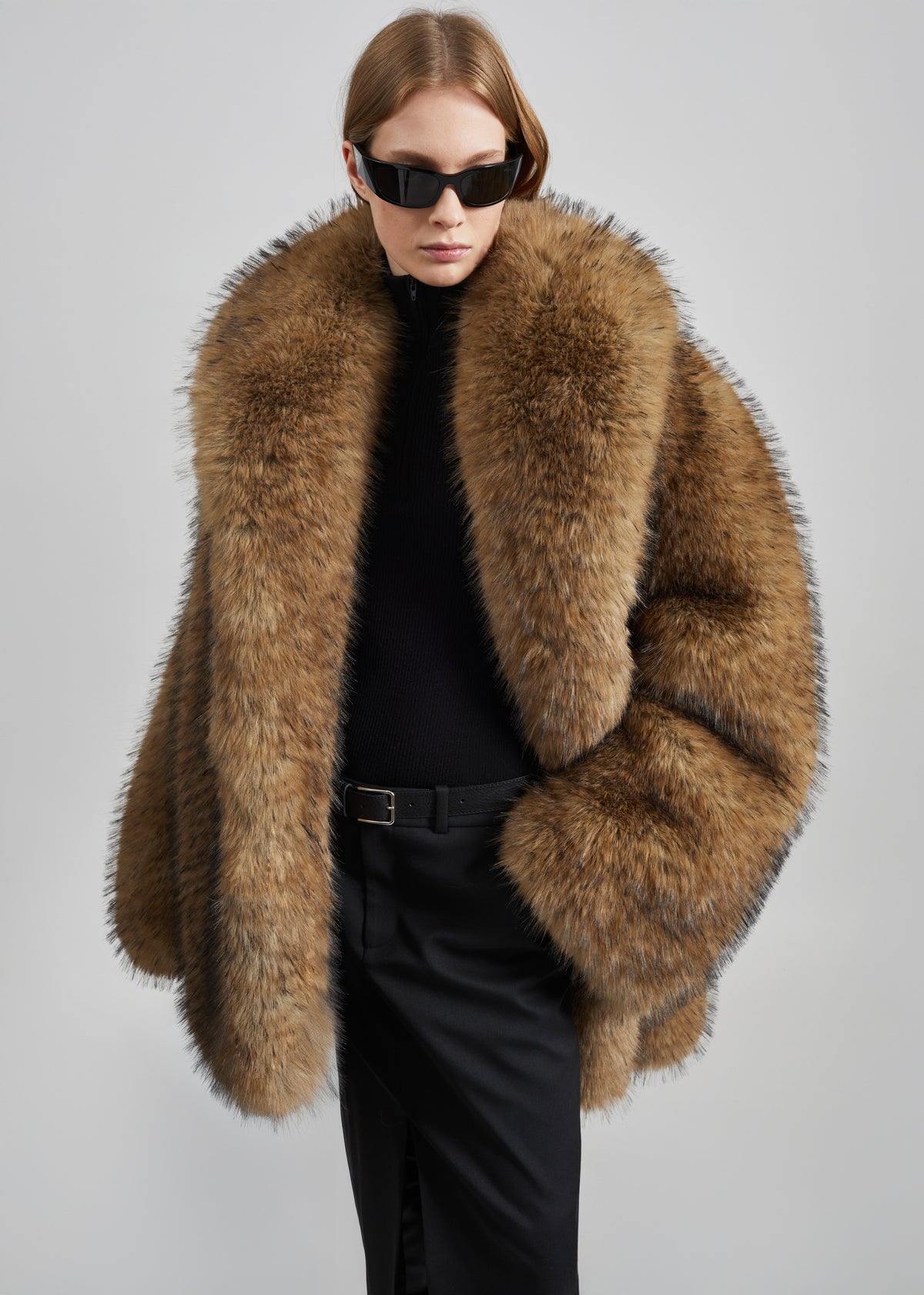 Belle Faux Fur Short Coat - Brown