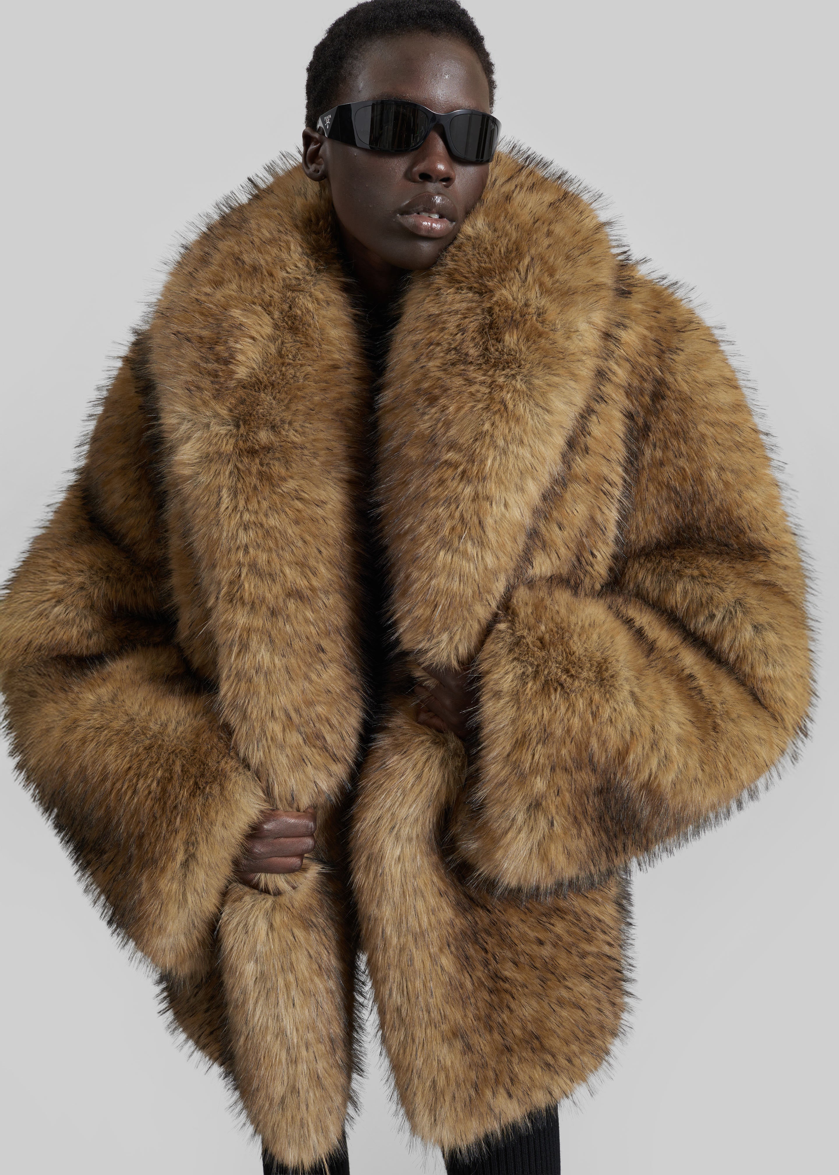 Belle Faux Fur Short Coat - Brown – The Frankie Shop