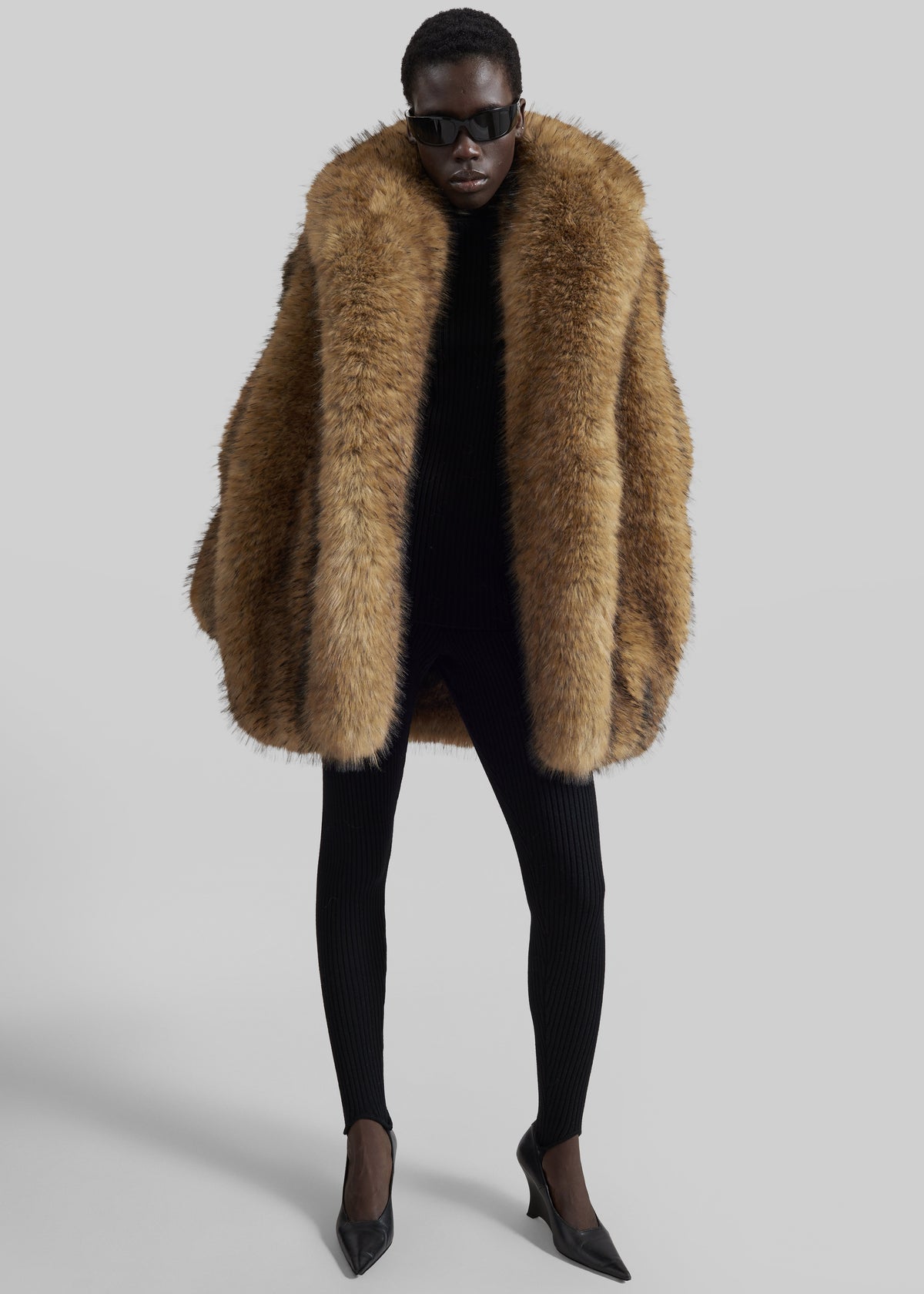 Belle Faux Fur Short Coat - Brown