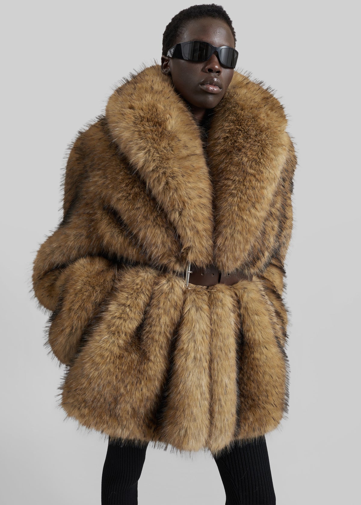 Belle Faux Fur Short Coat - Brown