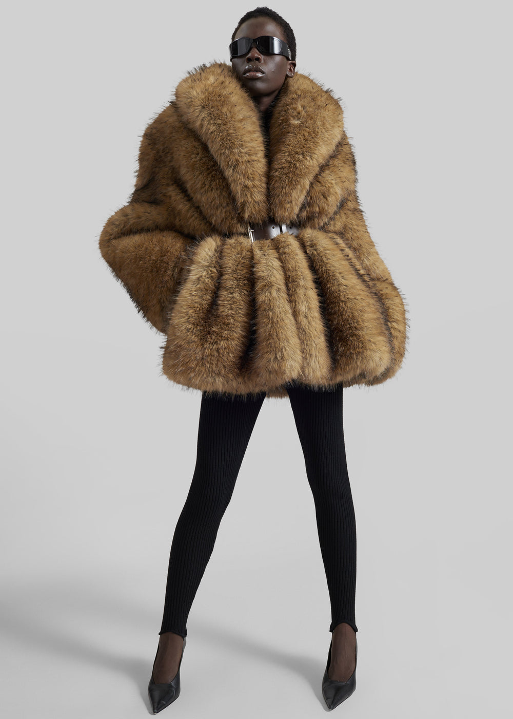 Belle Faux Fur Short Coat - Brown - 1