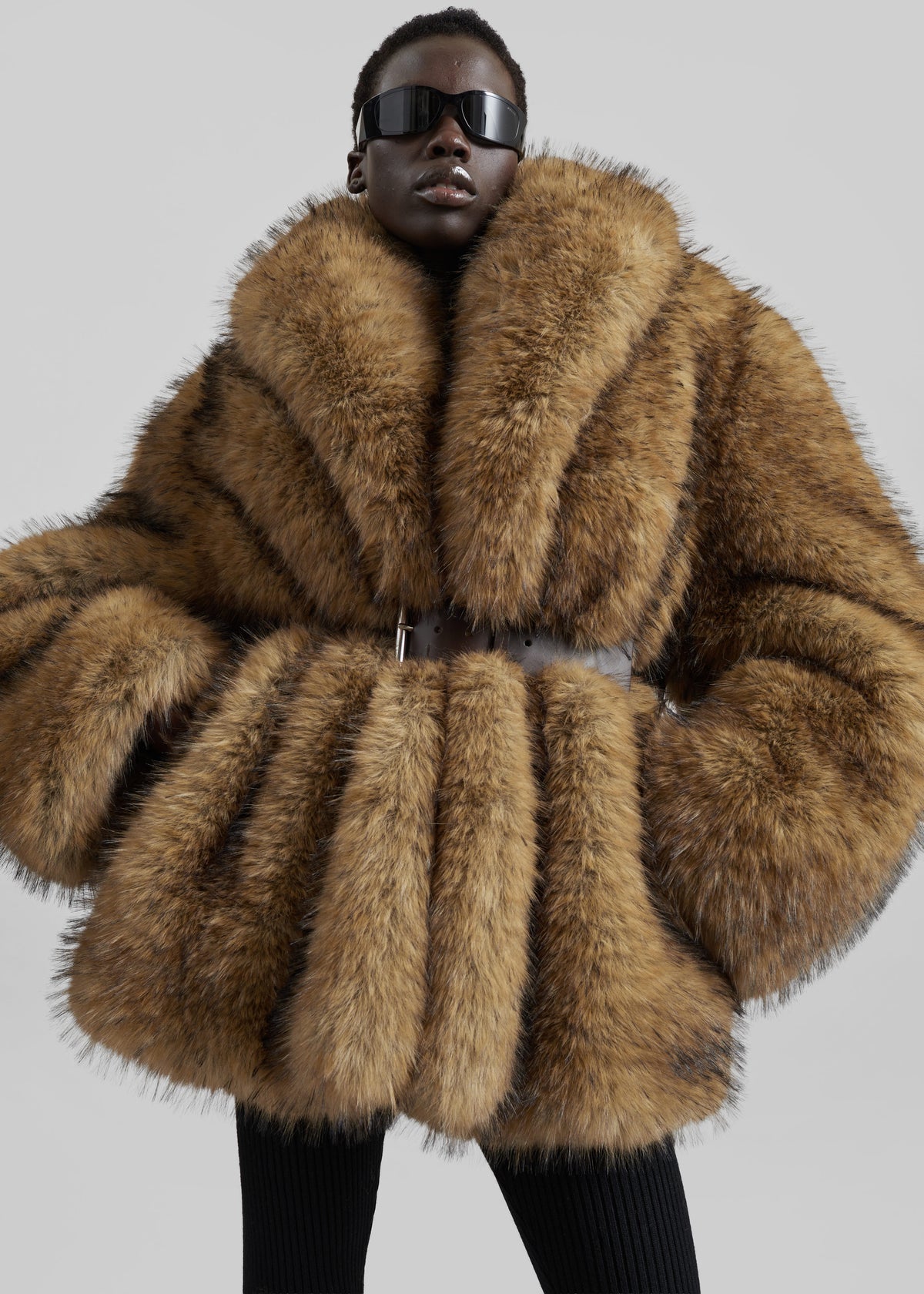 Belle Faux Fur Short Coat - Brown