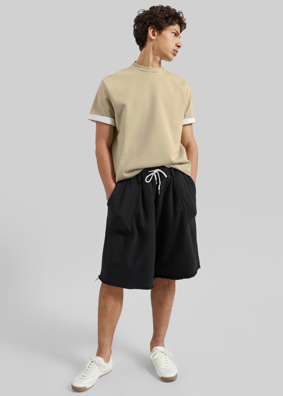 Bellino Raw Hem Sweatshorts - Black - 1
