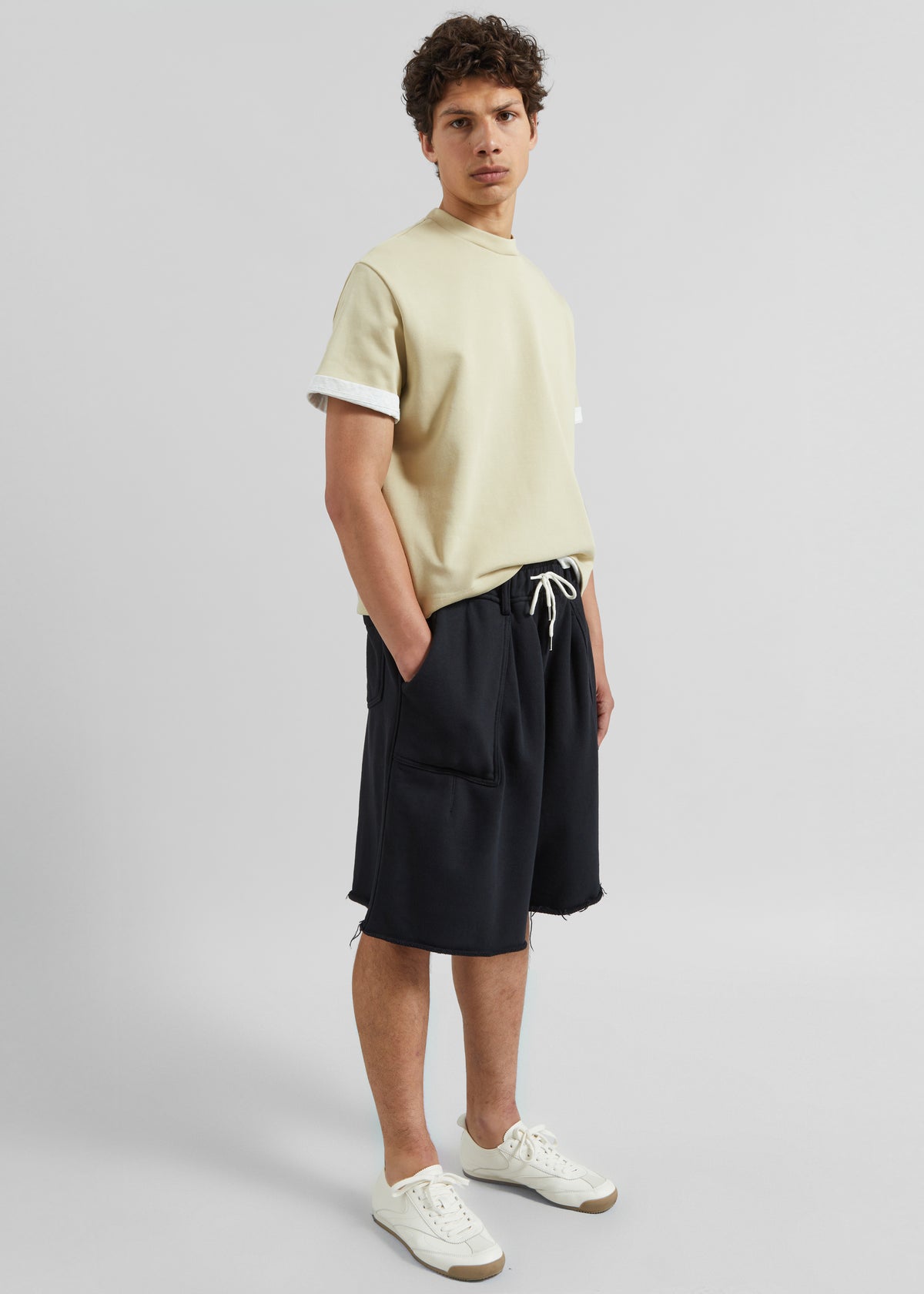 Bellino Raw Hem Sweatshorts - Black - 4