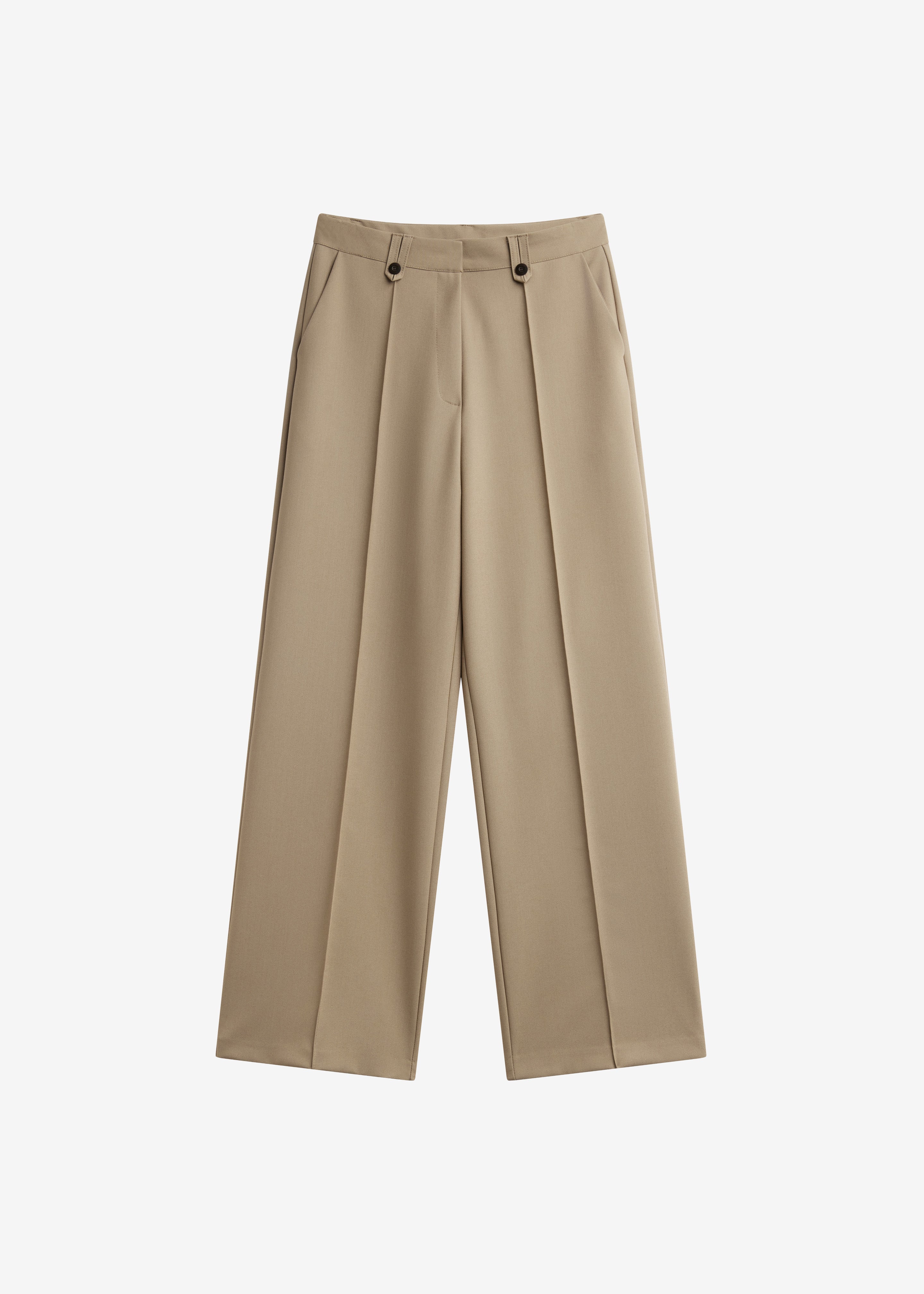 Belliva Front Seam Straight Trousers - Camel - 7