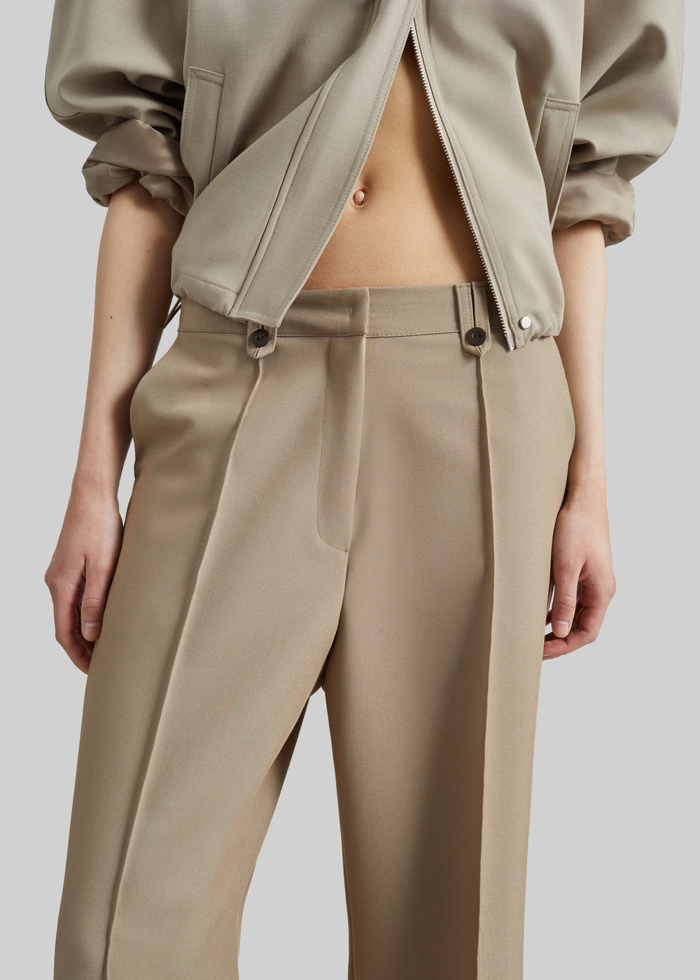 Belliva Front Seam Straight Trousers - Camel