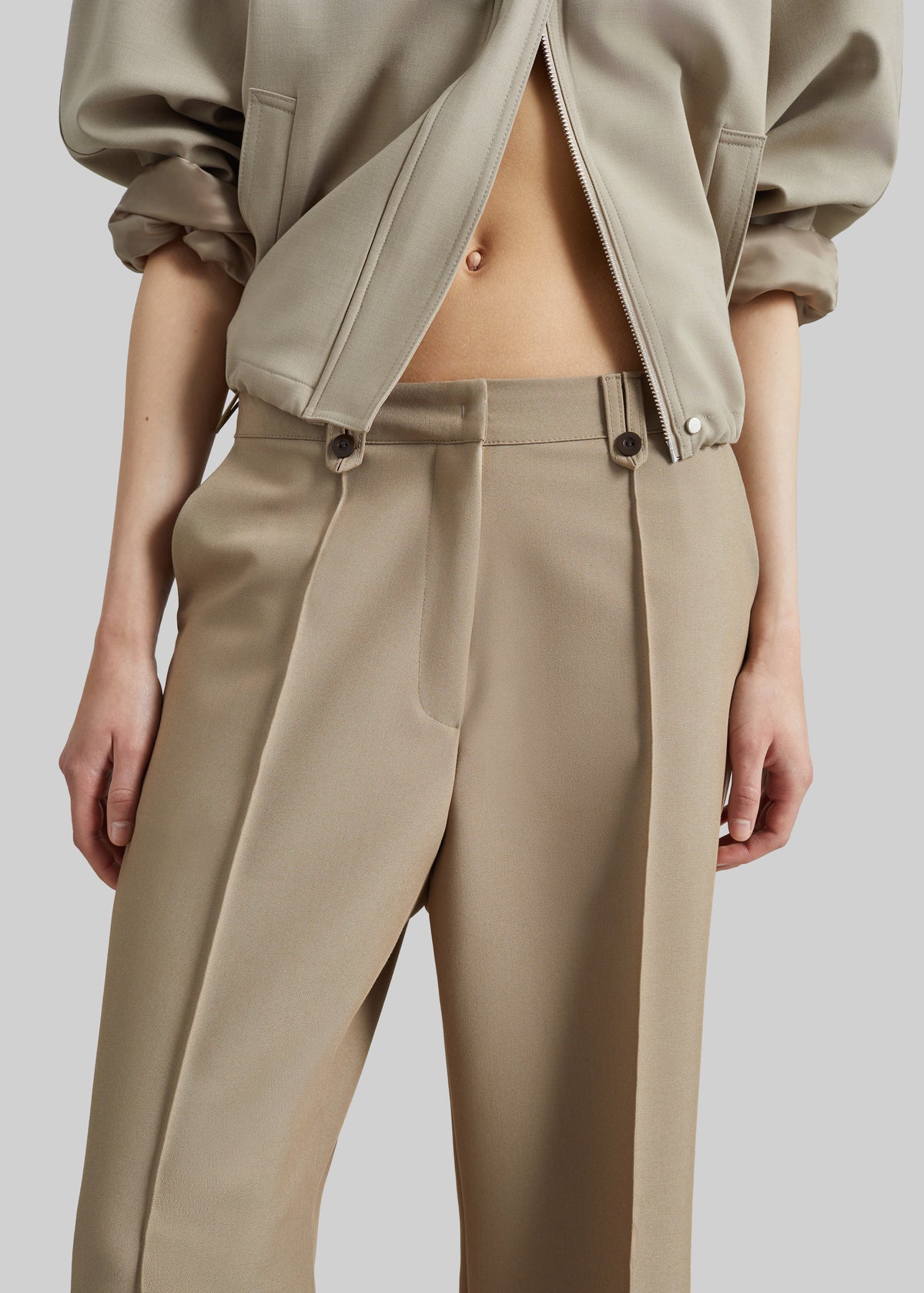 Belliva Front Seam Straight Trousers - Camel - 4