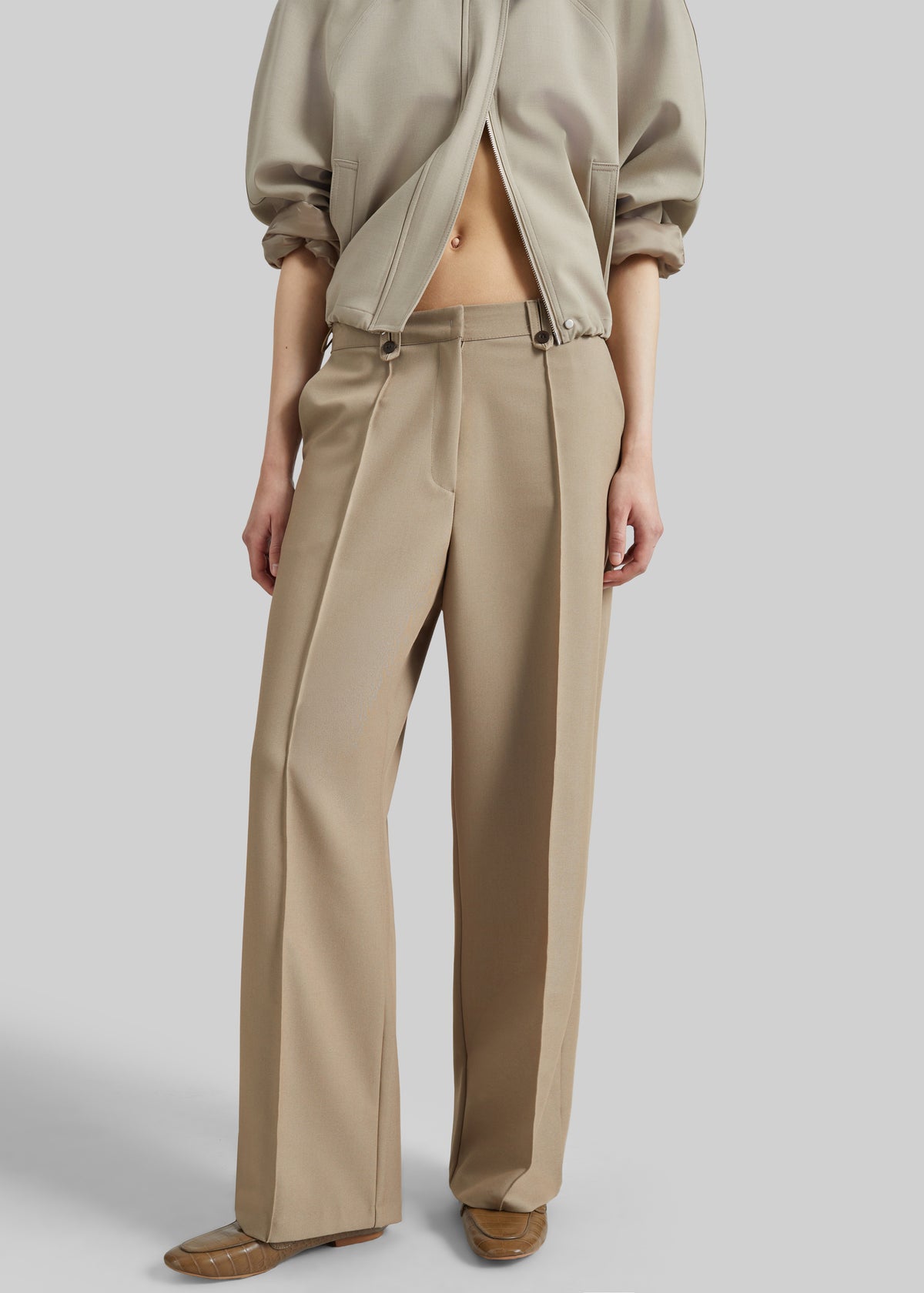 Belliva Front Seam Straight Trousers - Camel - 2