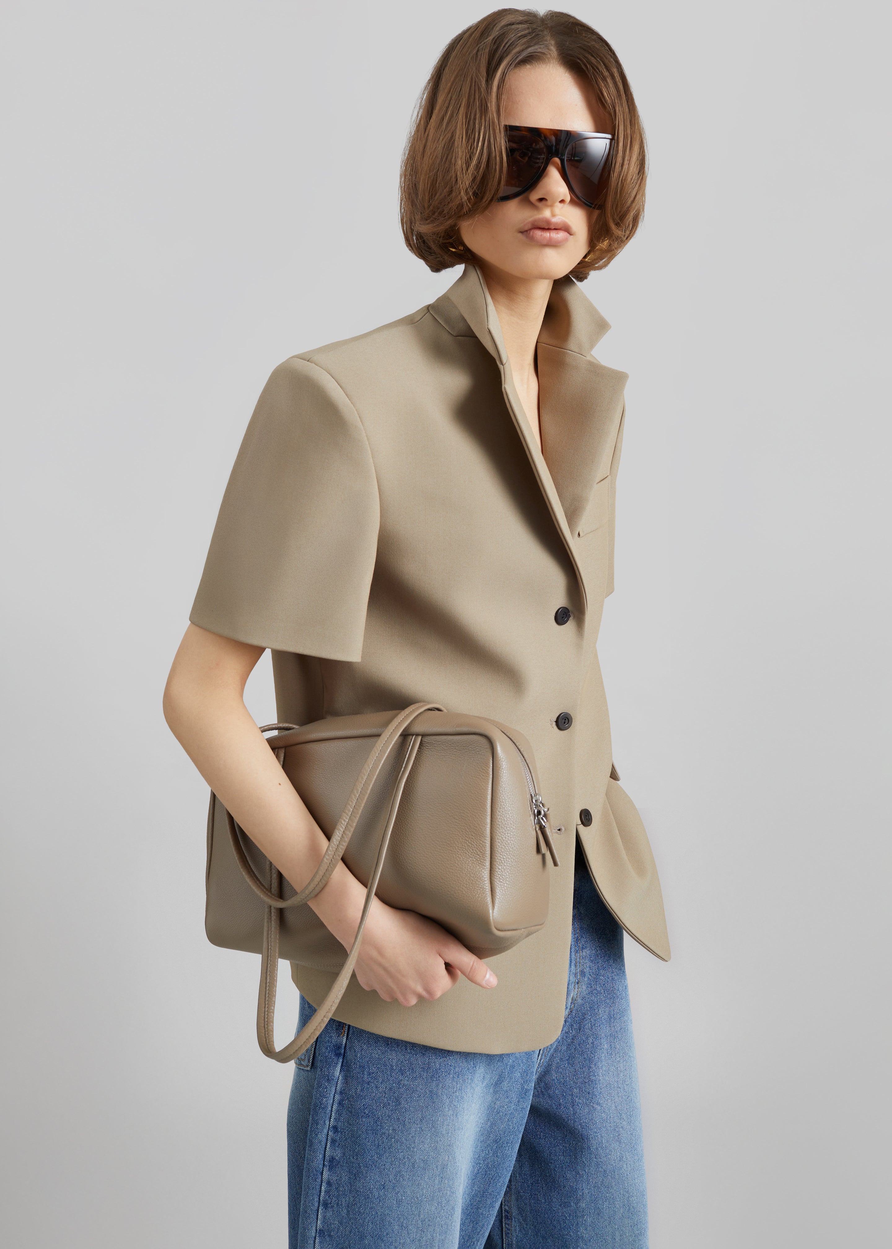 Belliva Short Sleeve Blazer - Camel - 7