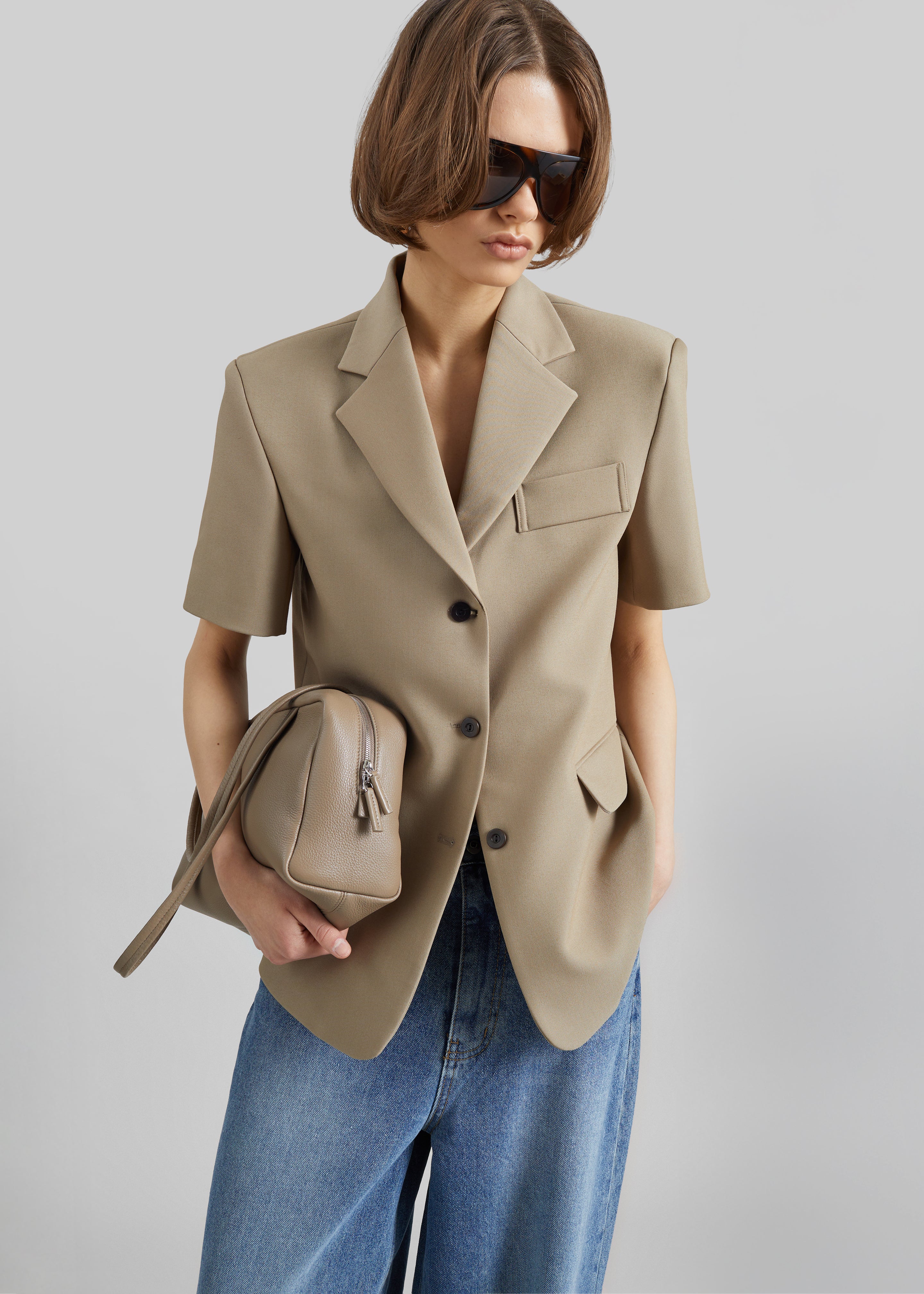 Belliva Short Sleeve Blazer - Camel