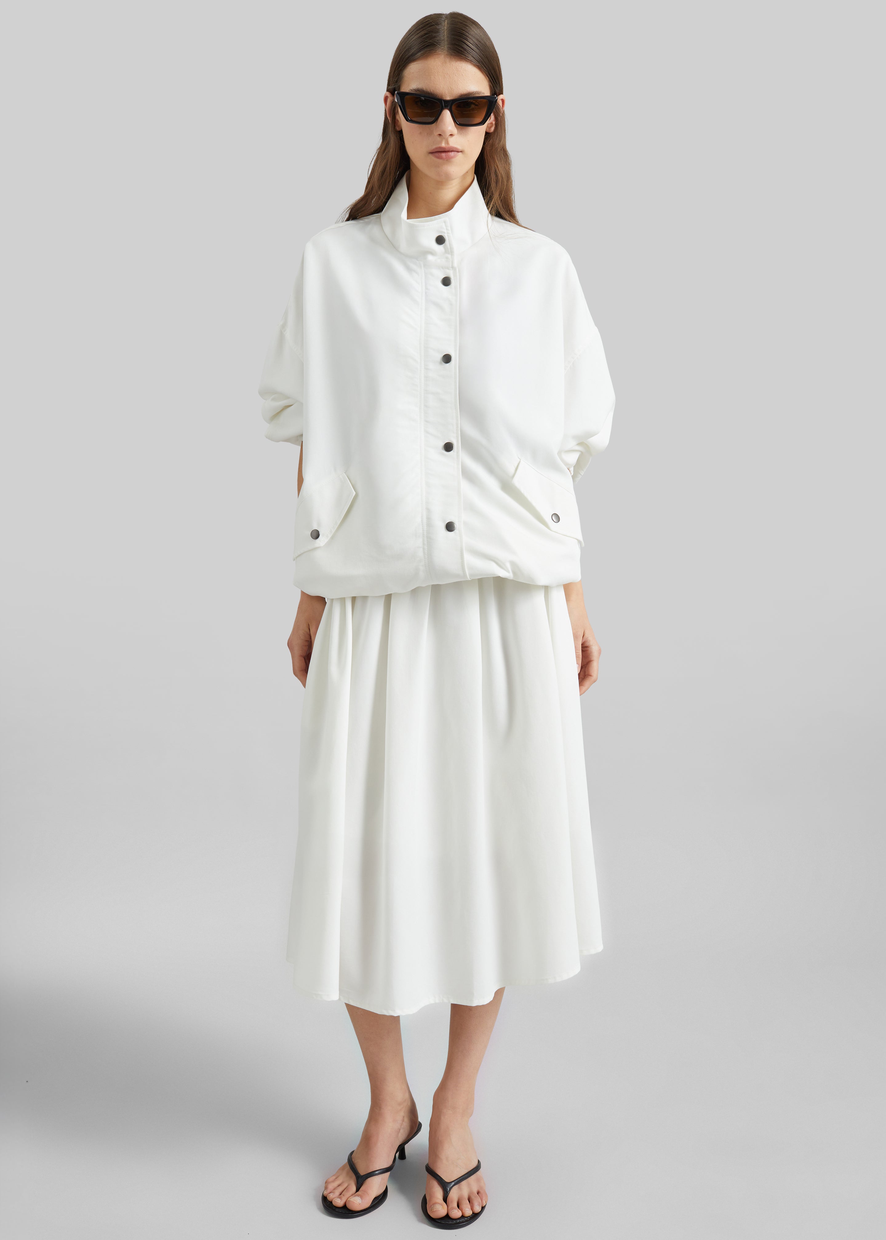 Bellona Flared Midi Skirt - White - 3