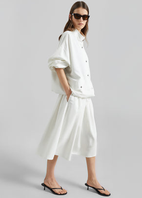 Bellona Flared Midi Skirt - White