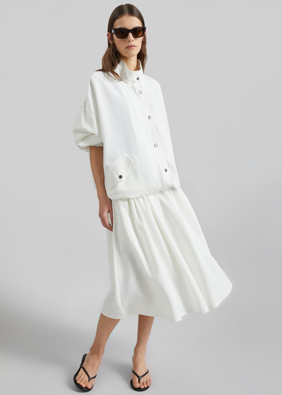 Bellona Flared Midi Skirt - White - 6