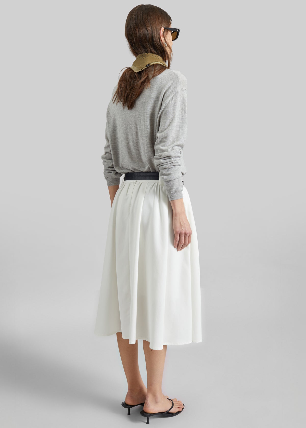 Bellona Flared Midi Skirt - White - 8