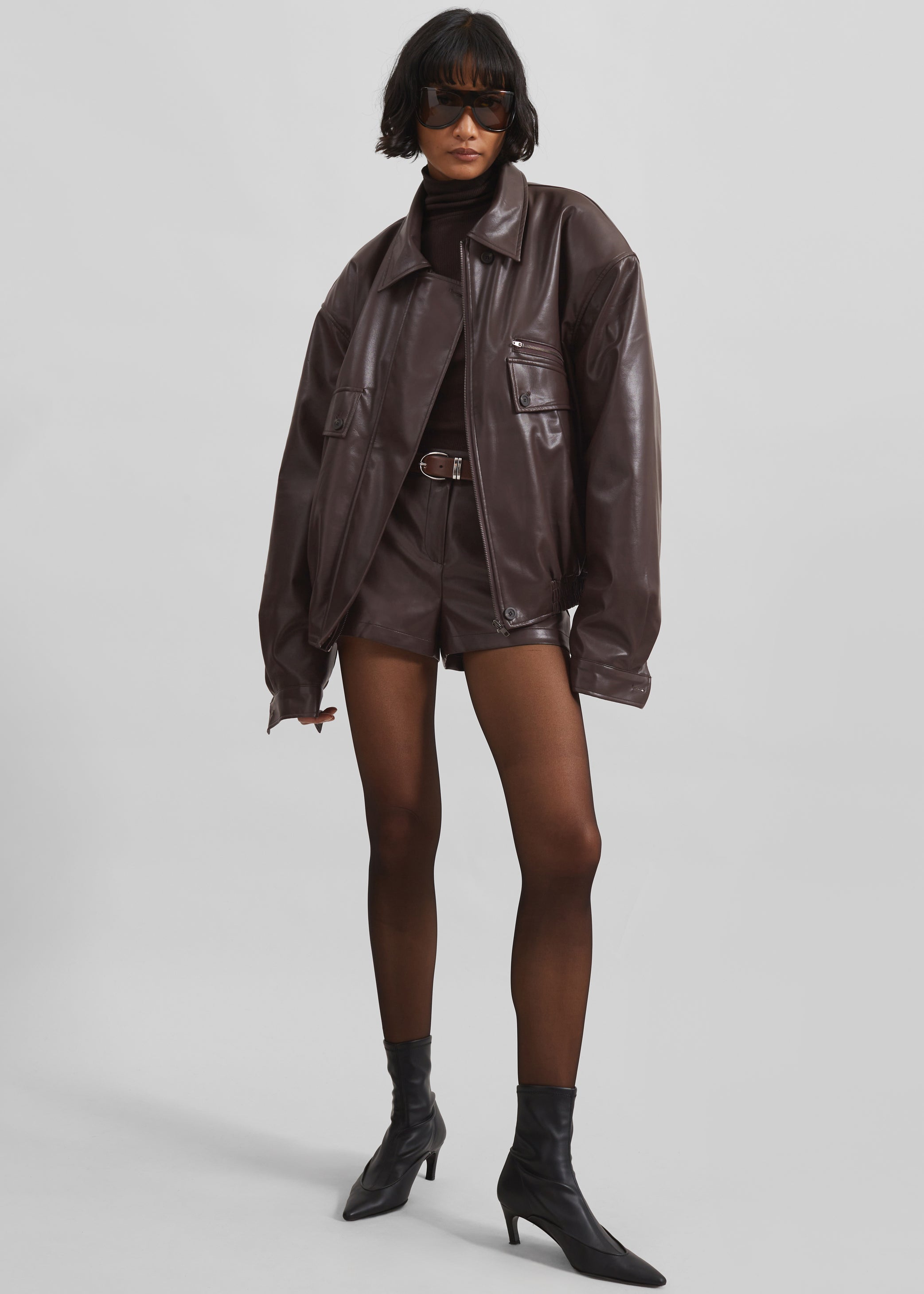 Shop the look image for Belmont Faux Leather Jacket - Brown