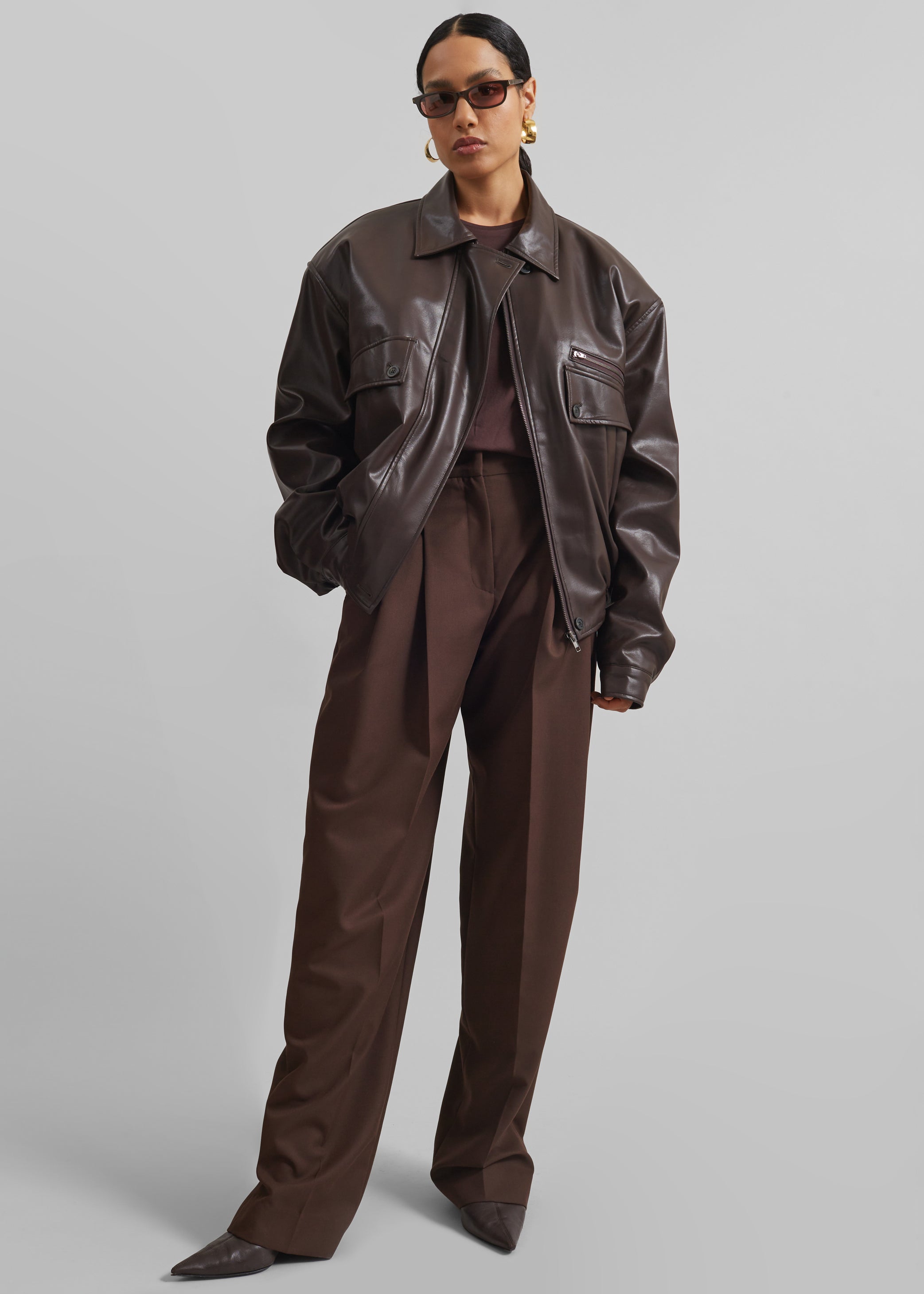 Shop the look image for Belmont Faux Leather Jacket - Brown