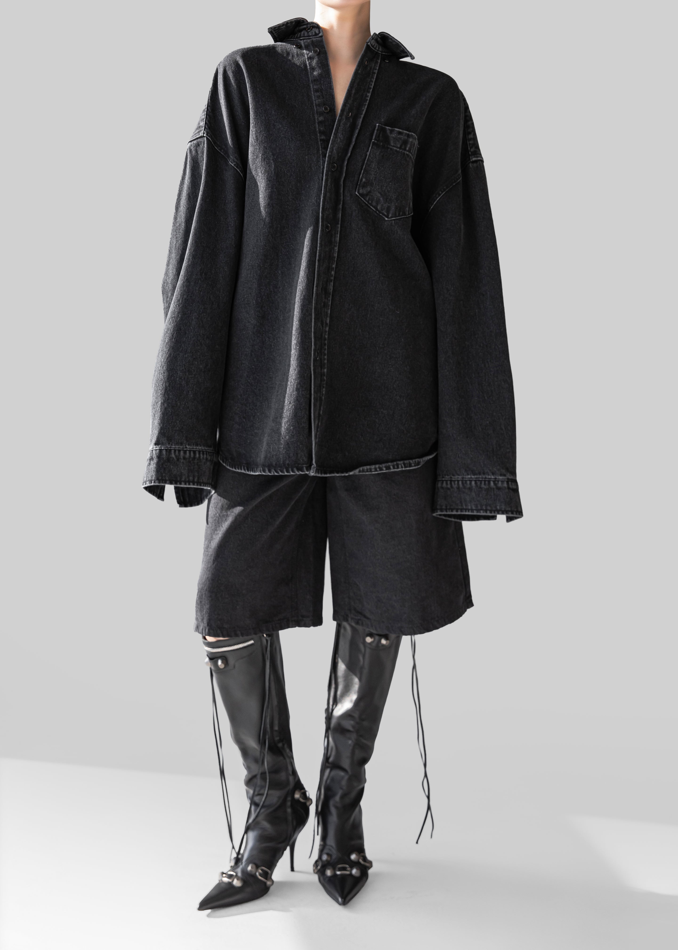 Belvis Oversized Denim Shirt - Black Wash – The Frankie Shop