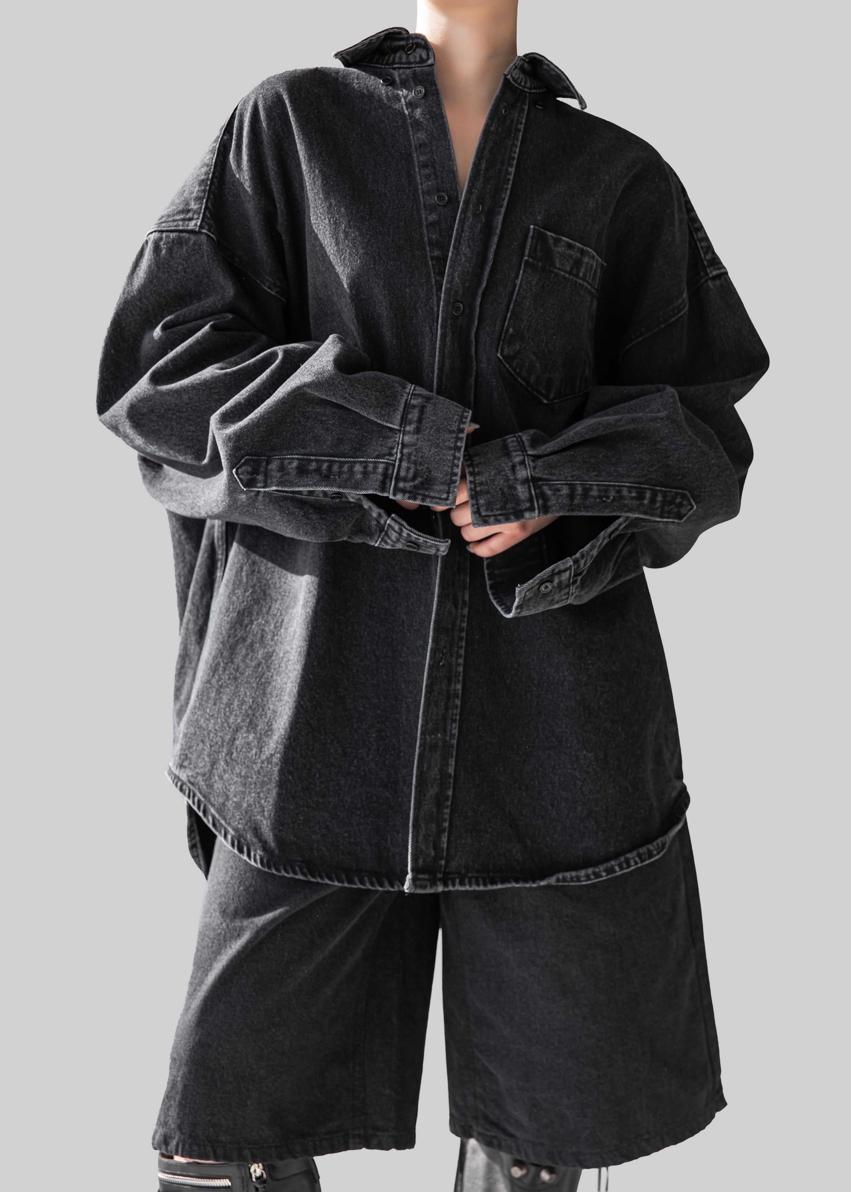 Belvis Oversized Denim Shirt - Black Wash – The Frankie Shop