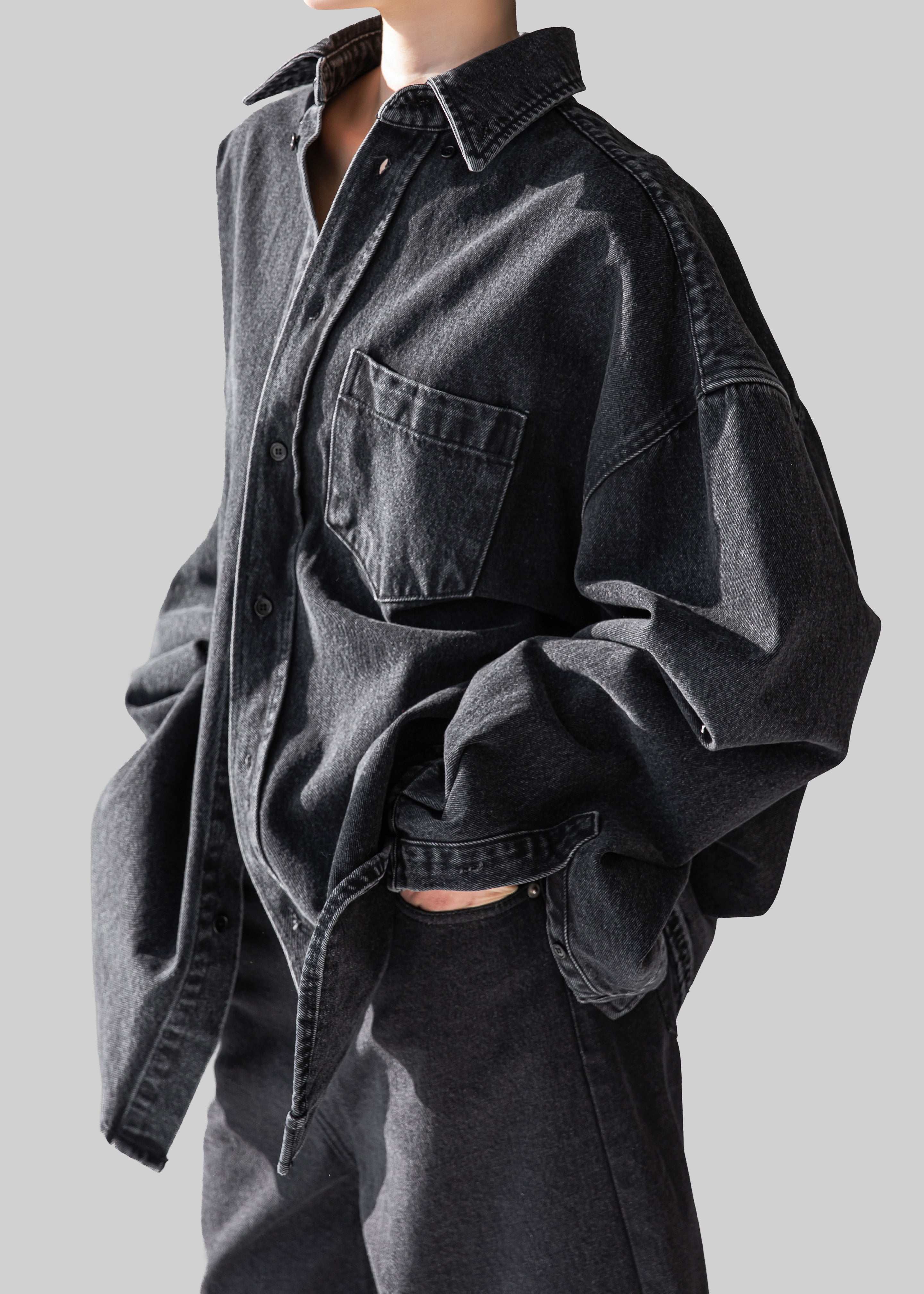 Belvis Oversized Denim Shirt - Black Wash – The Frankie Shop