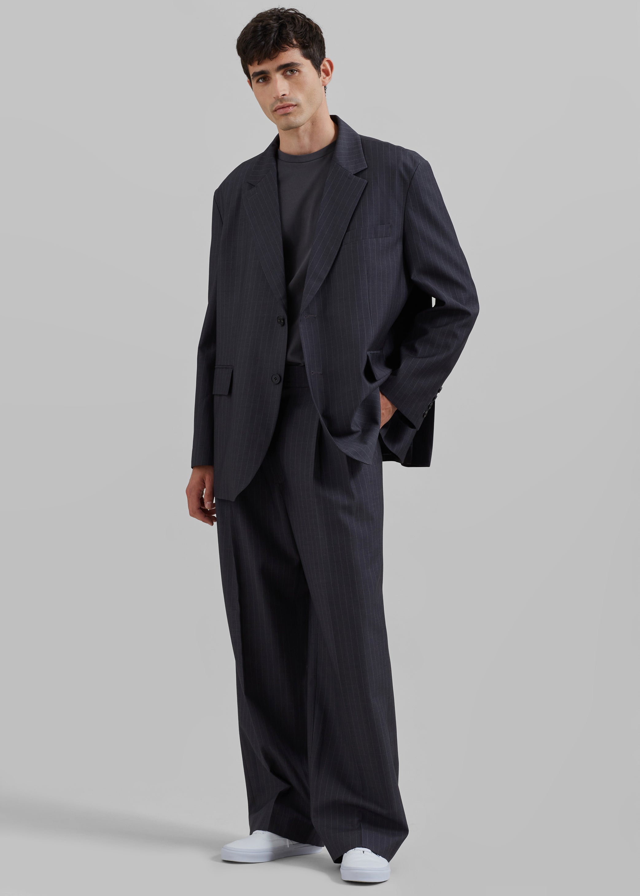 Shop the look image for Beo Suit Pants - Charcoal/White Pinstripe