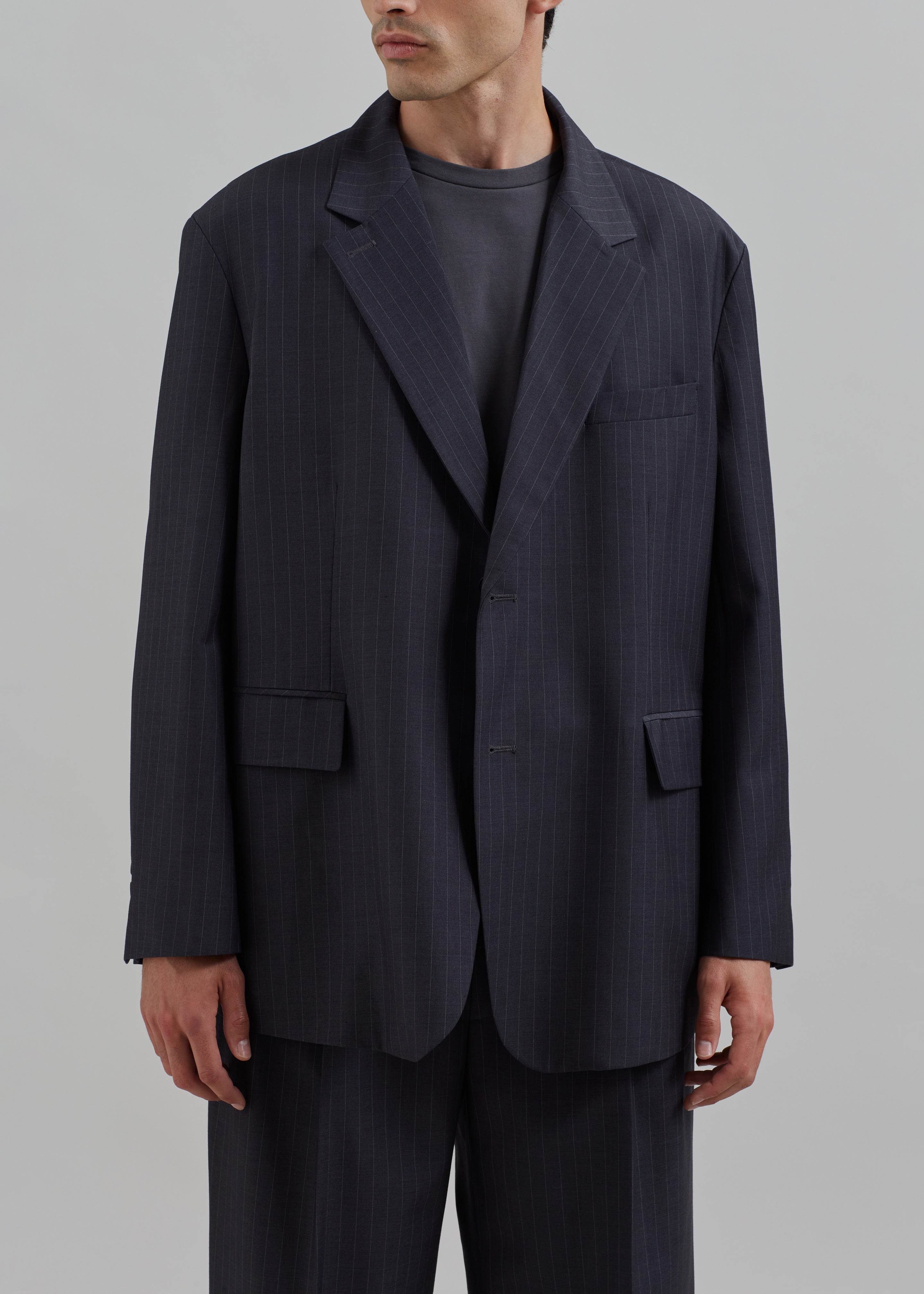 Beo Blazer - Charcoal/White Pinstripe - 2