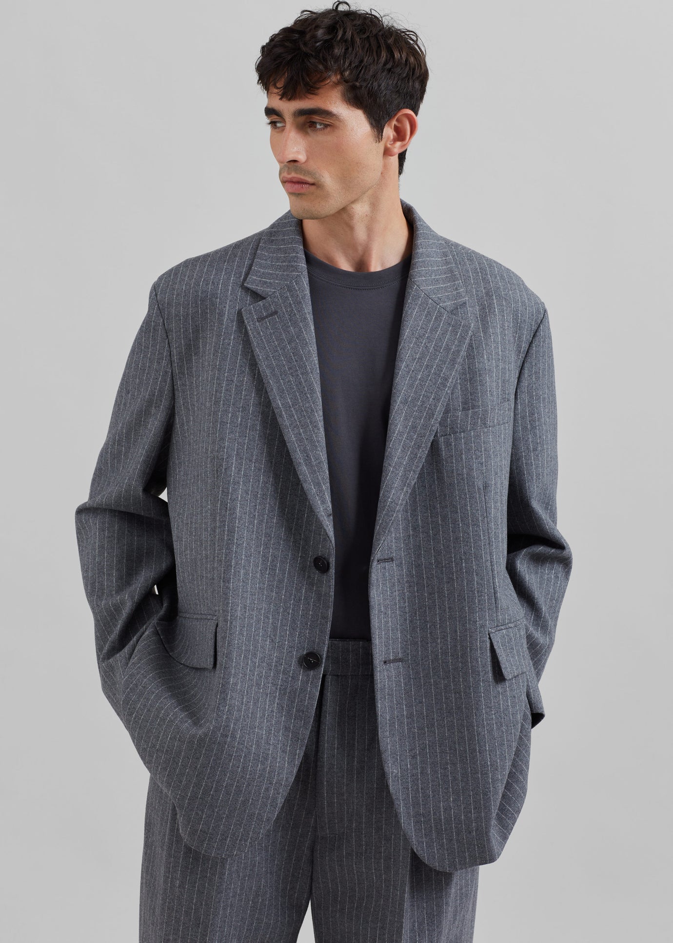 Beo Blazer - Grey/White Pinstripe - 1