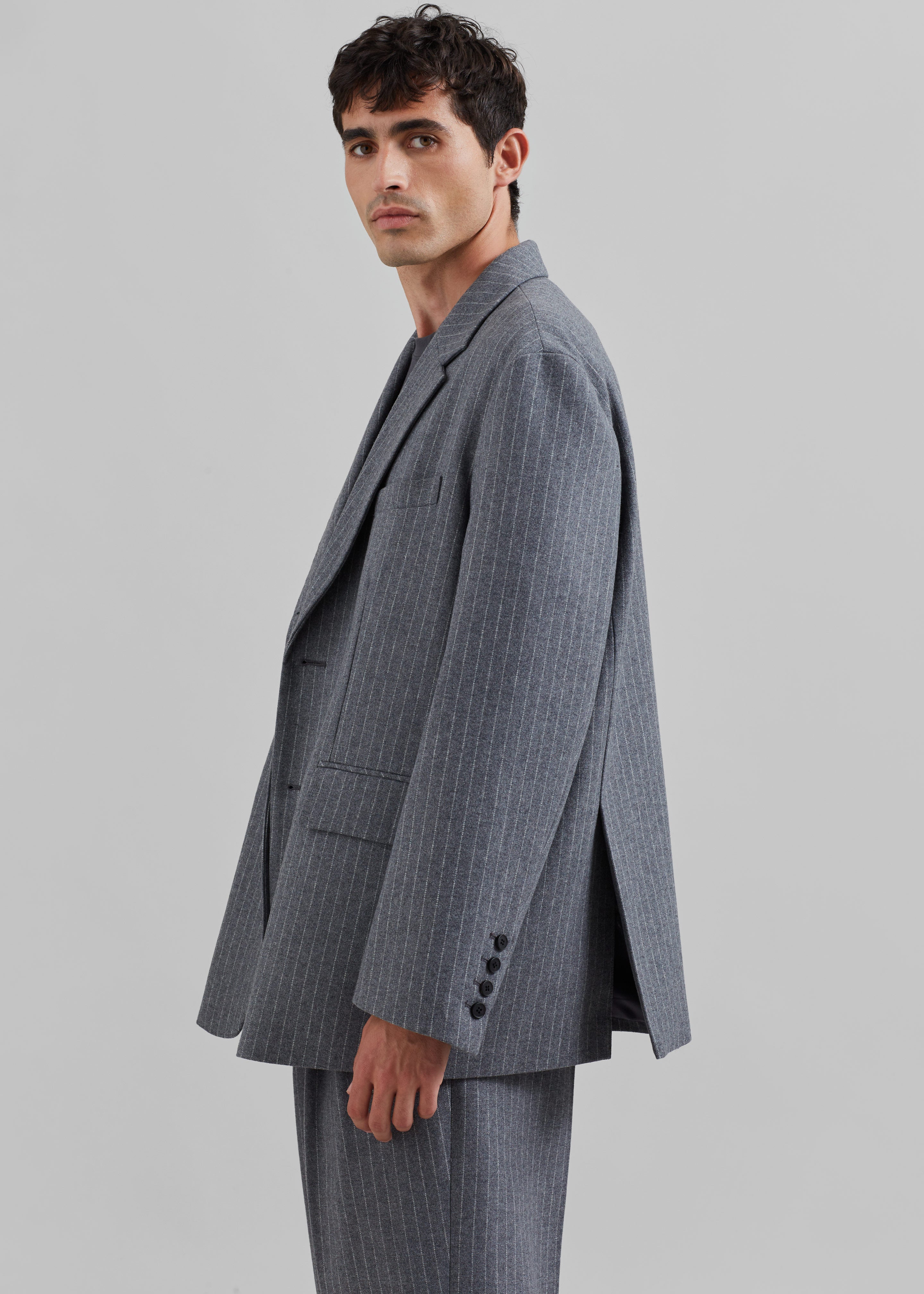 Beo Blazer - Grey/White Pinstripe - 8